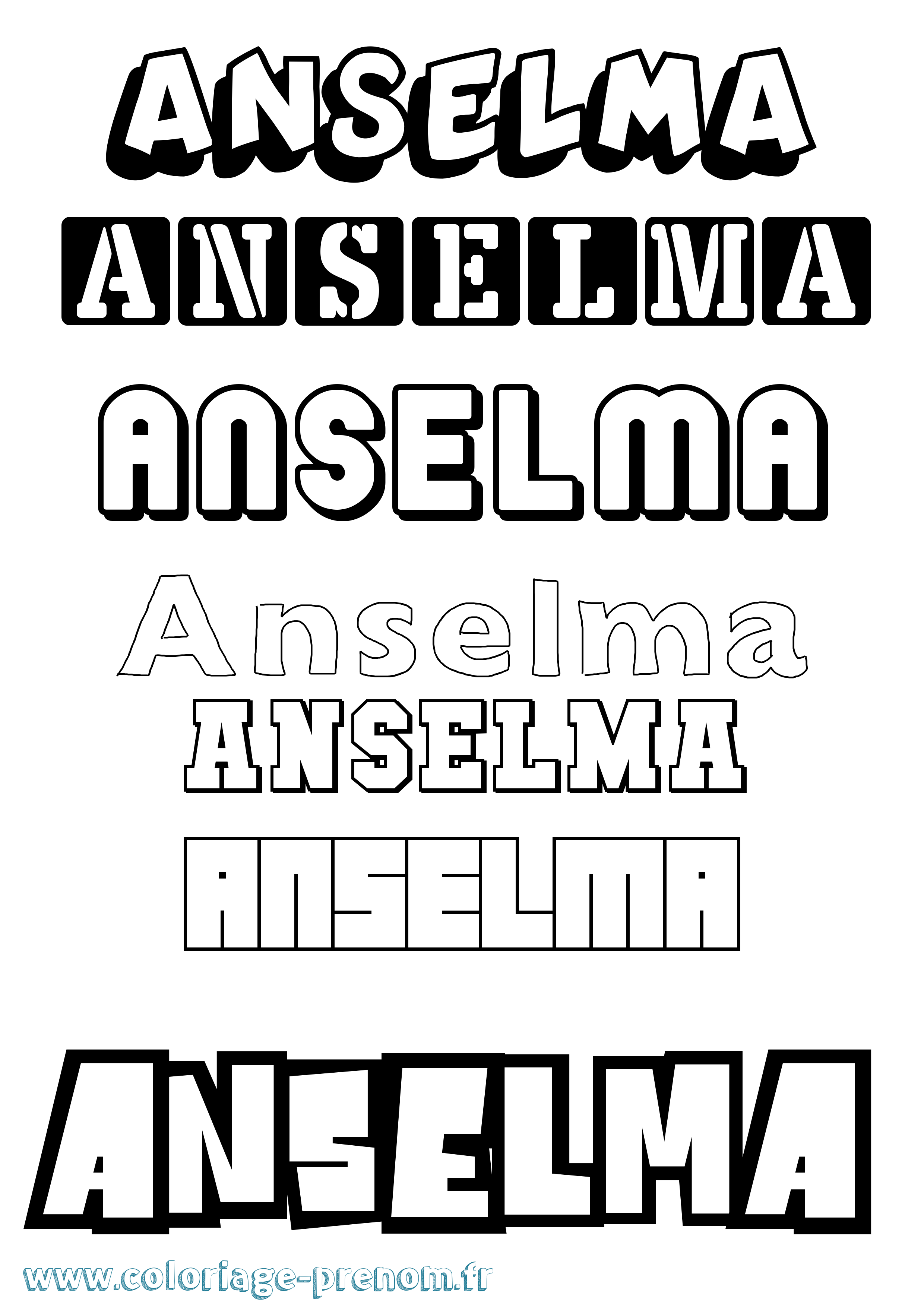 Coloriage prénom Anselma Simple