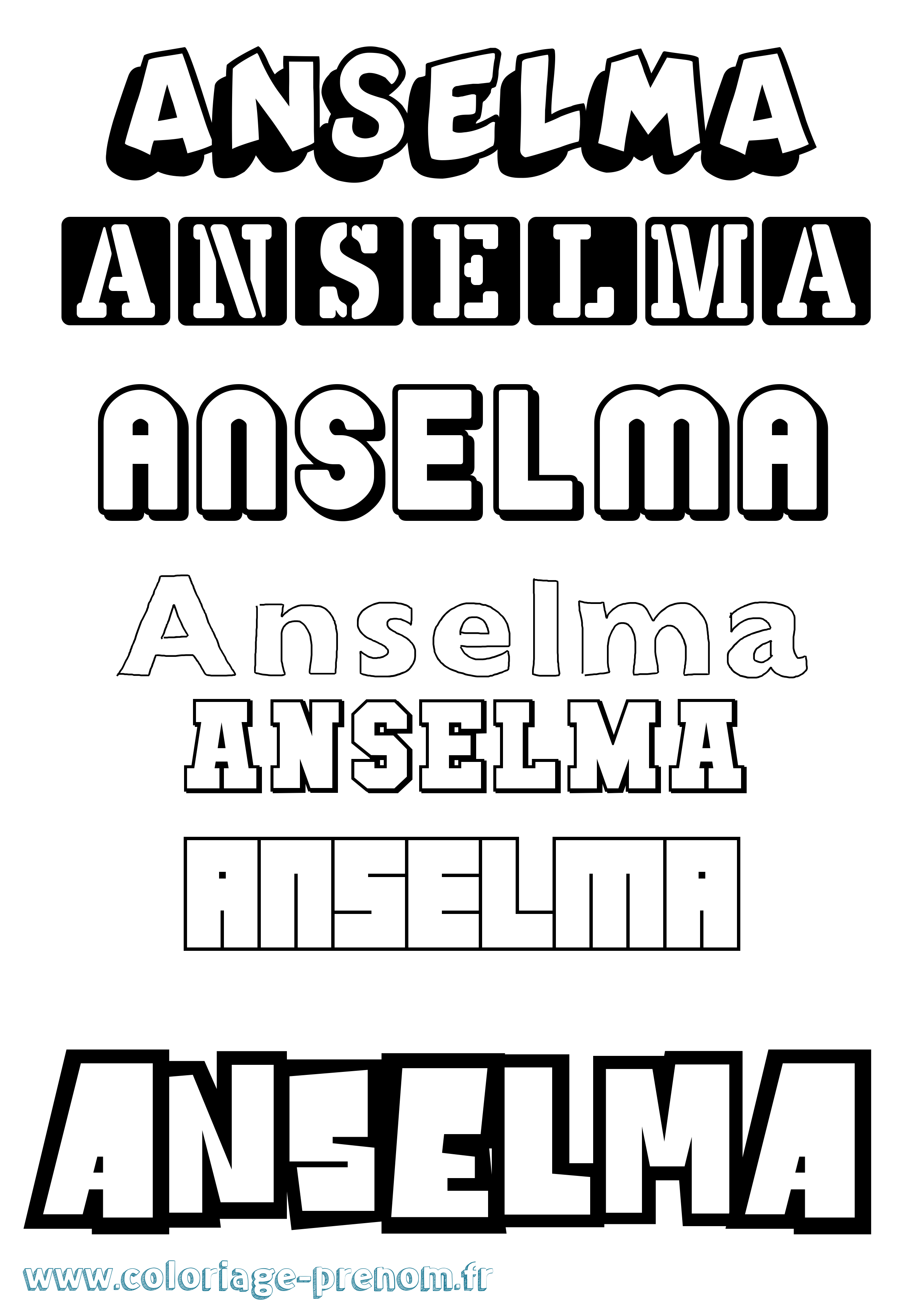 Coloriage Anselma Simple Coloriage prénom Anselma Simple