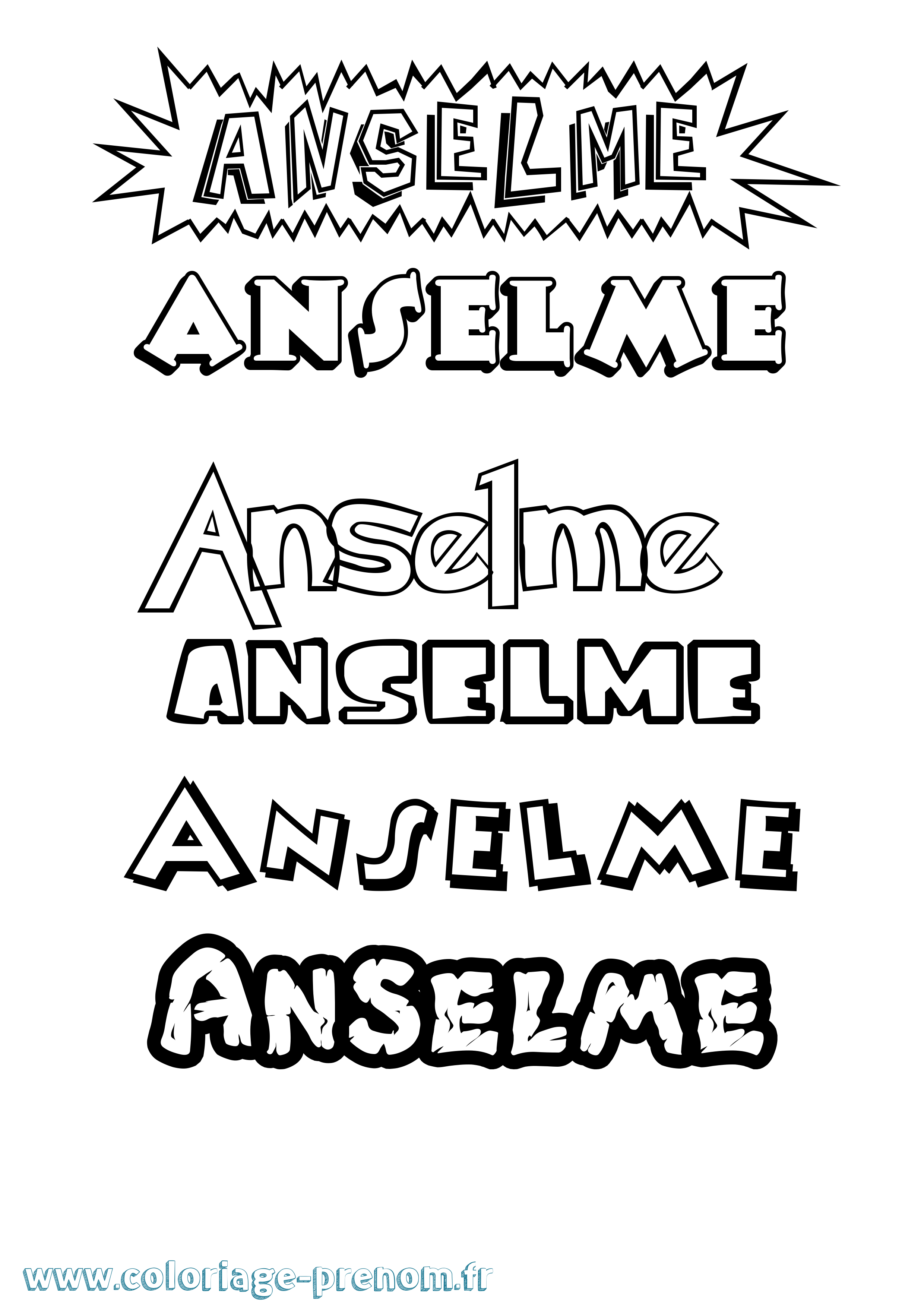 Coloriage prénom Anselme Dessin Animé