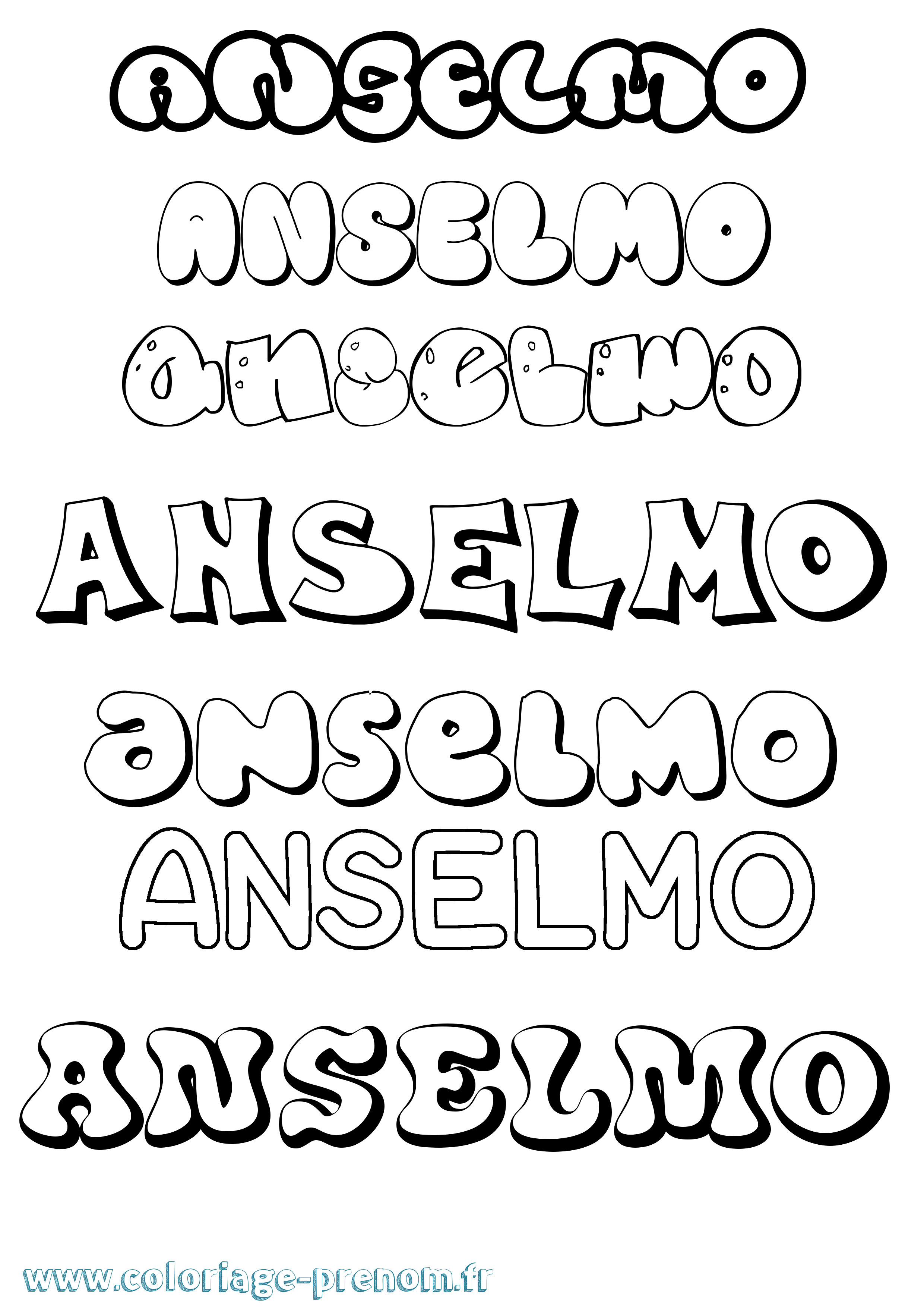 Coloriage Anselmo Bubble Coloriage prénom Anselmo Bubble