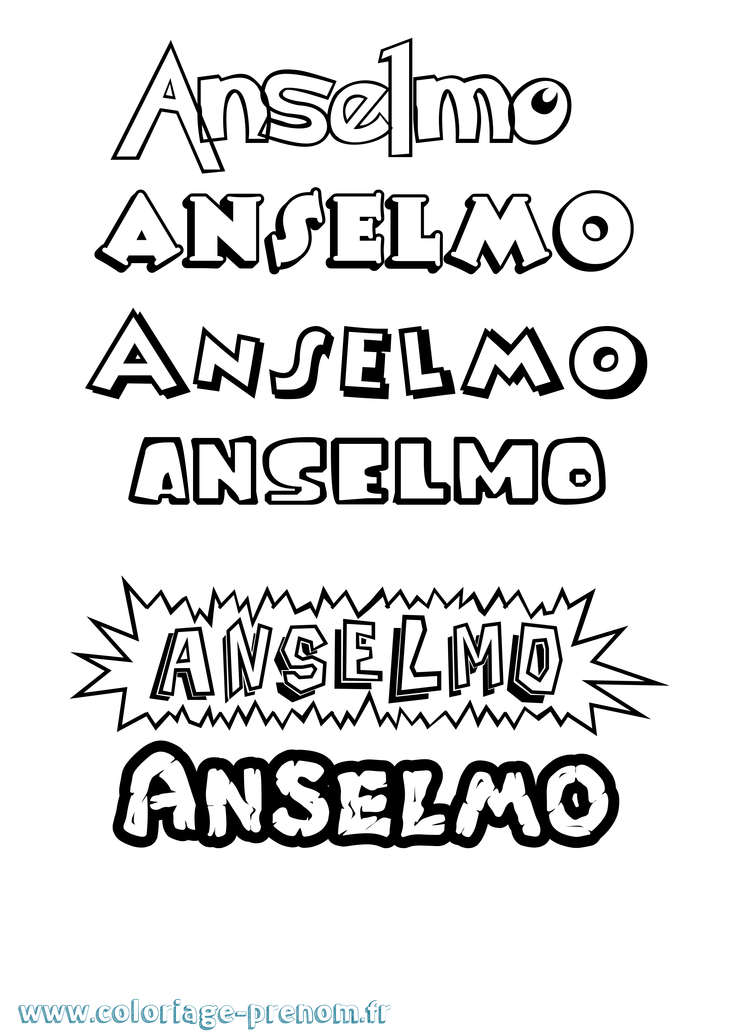 Coloriage Anselmo Dessin Animé Coloriage prénom Anselmo Dessin Animé
