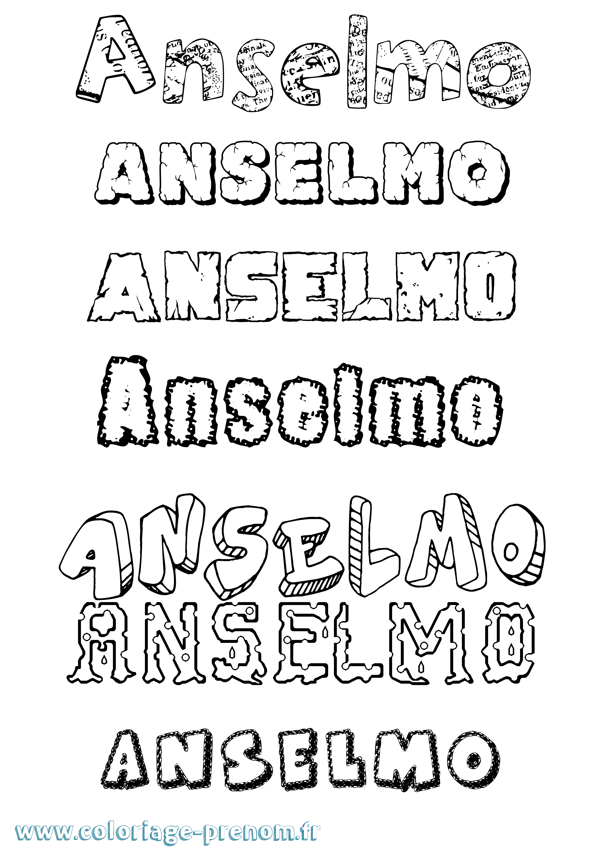 Coloriage Anselmo Destructuré Coloriage prénom Anselmo Destructuré