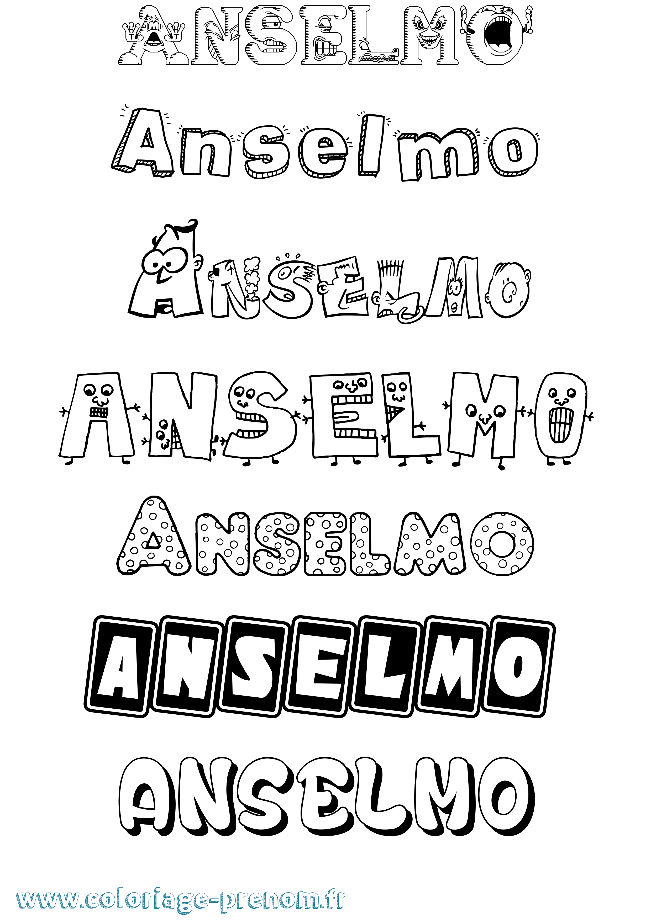Coloriage prénom Anselmo Fun