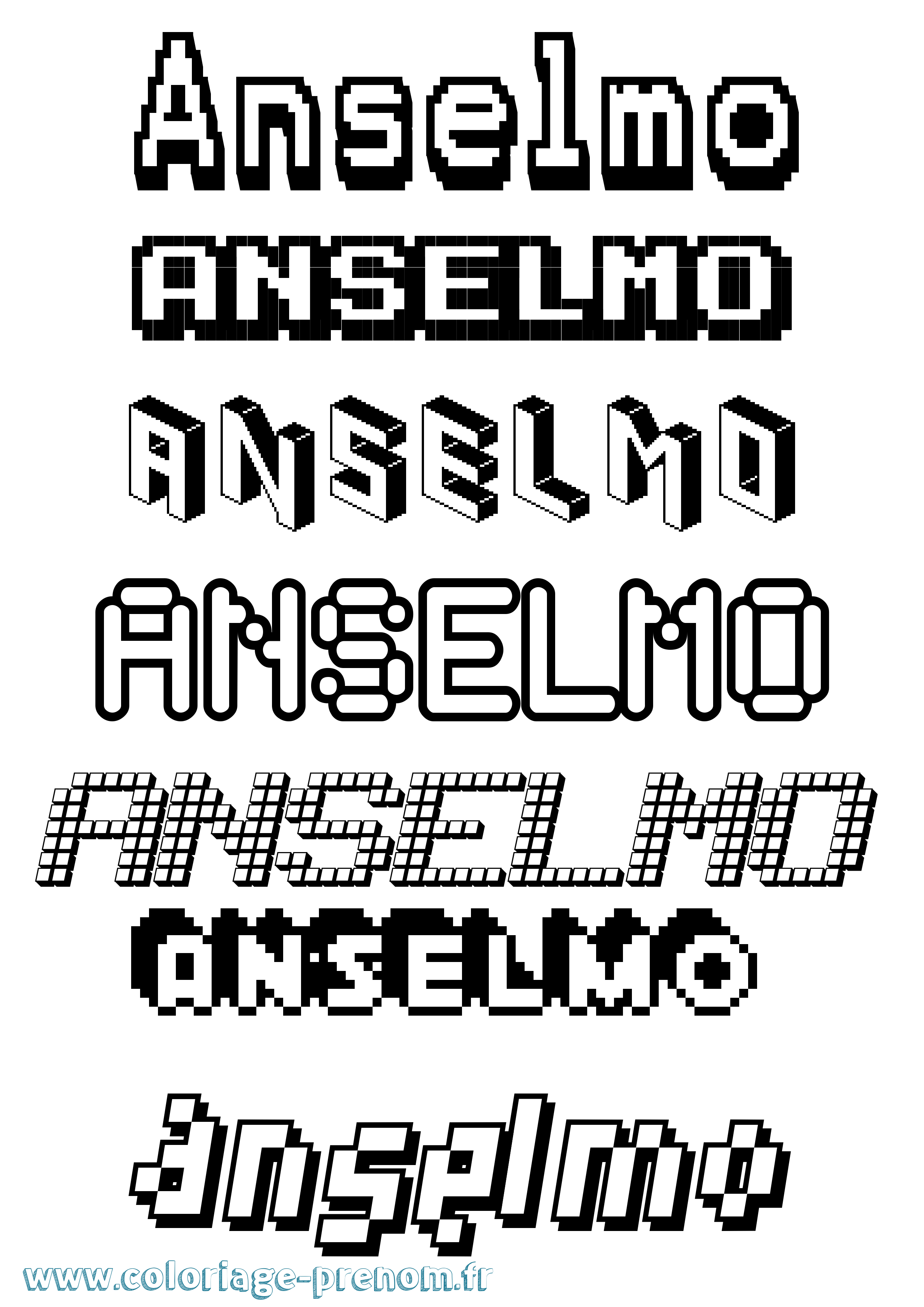 Coloriage prénom Anselmo Pixel
