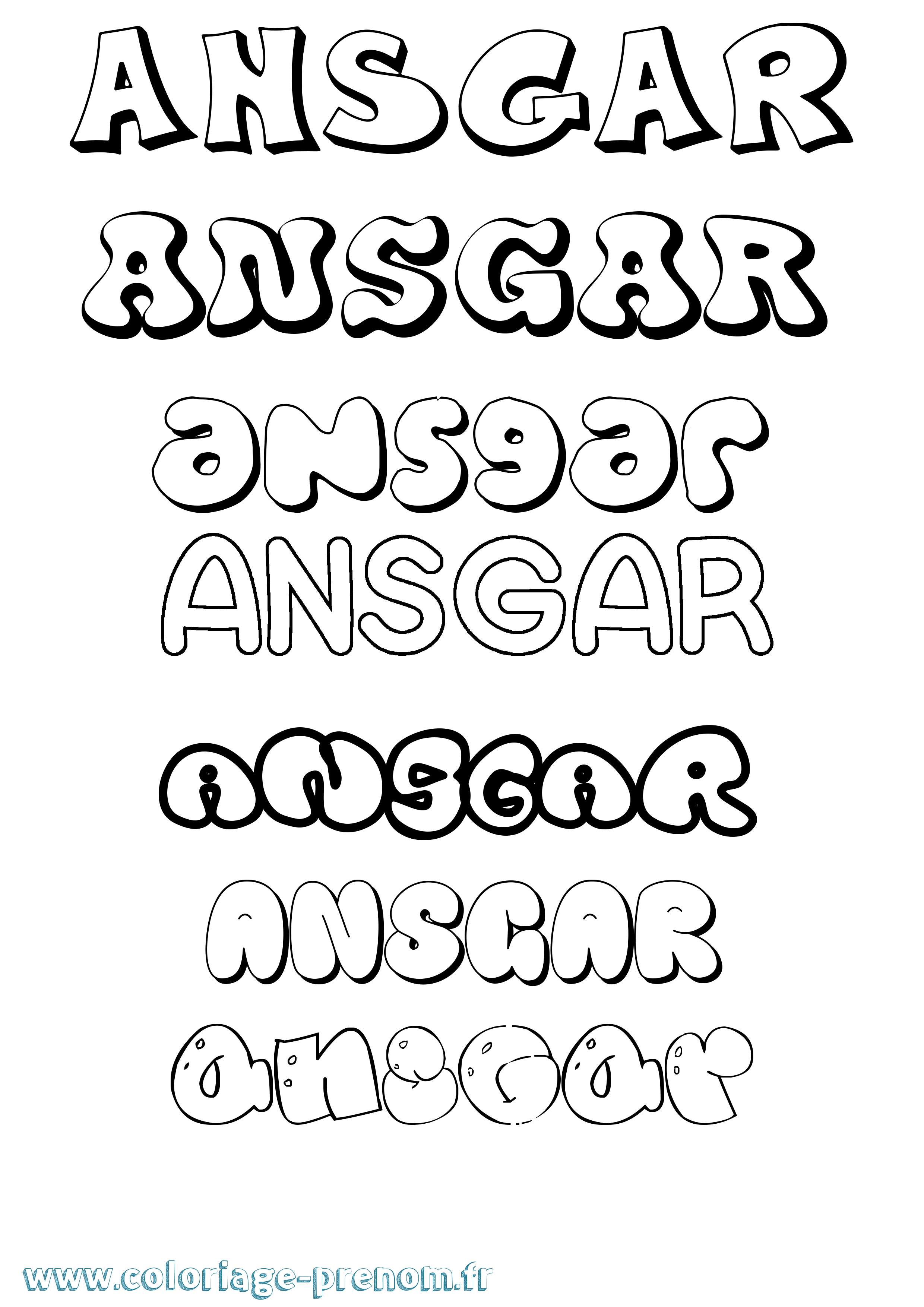 Coloriage prénom Ansgar Bubble