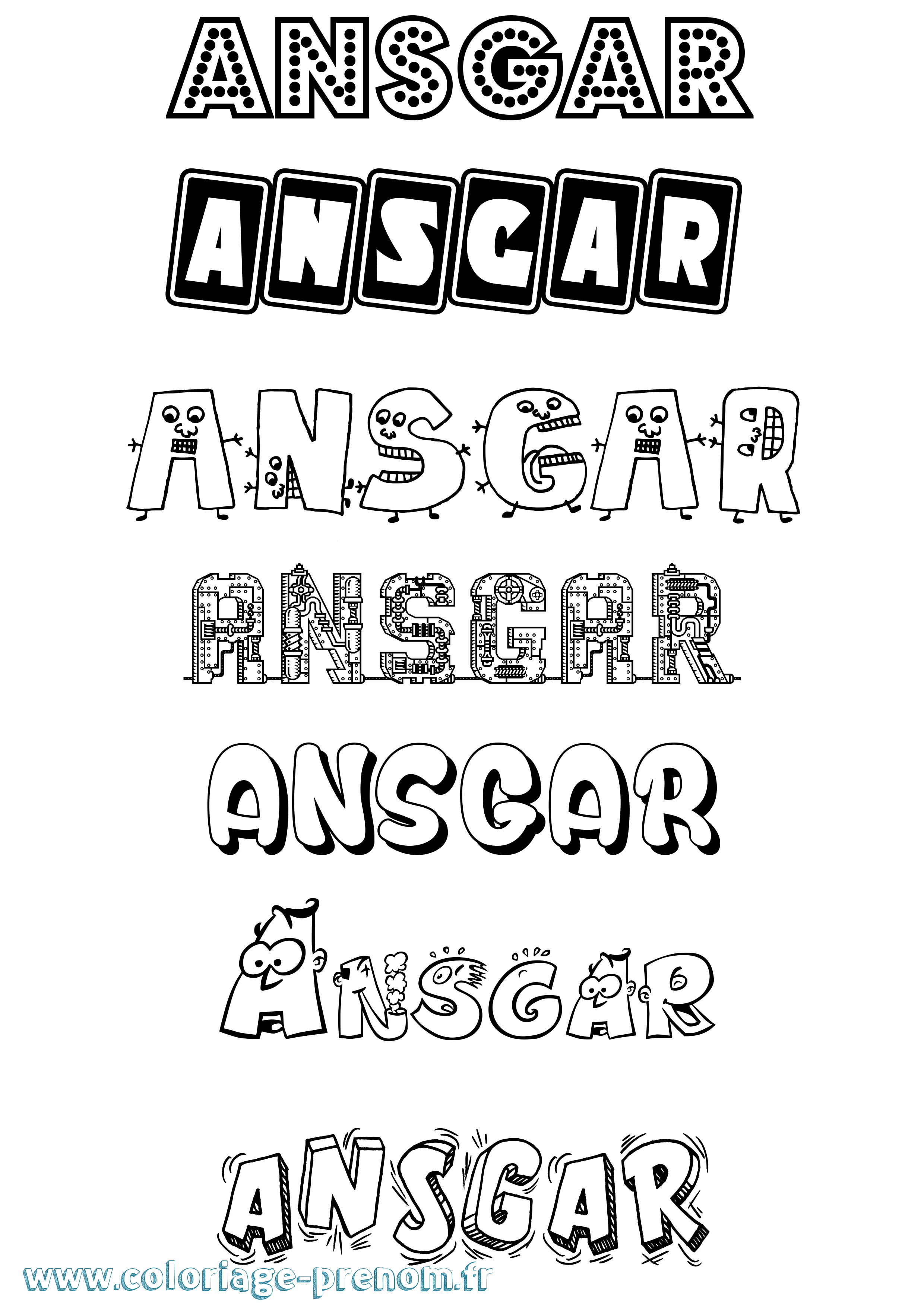 Coloriage prénom Ansgar Fun