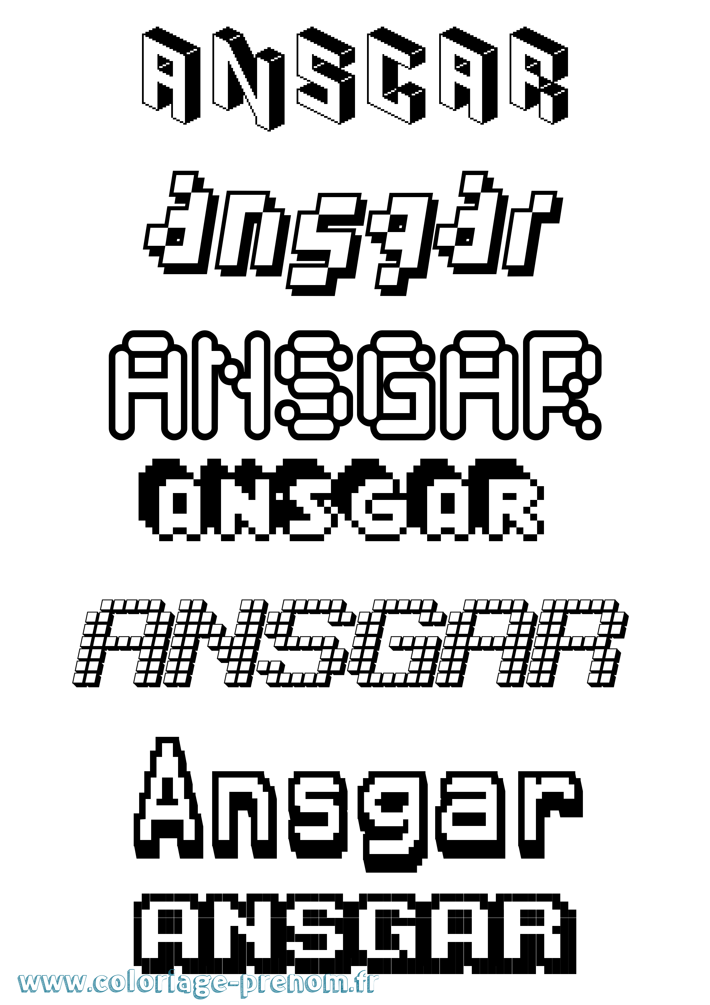 Coloriage prénom Ansgar Pixel