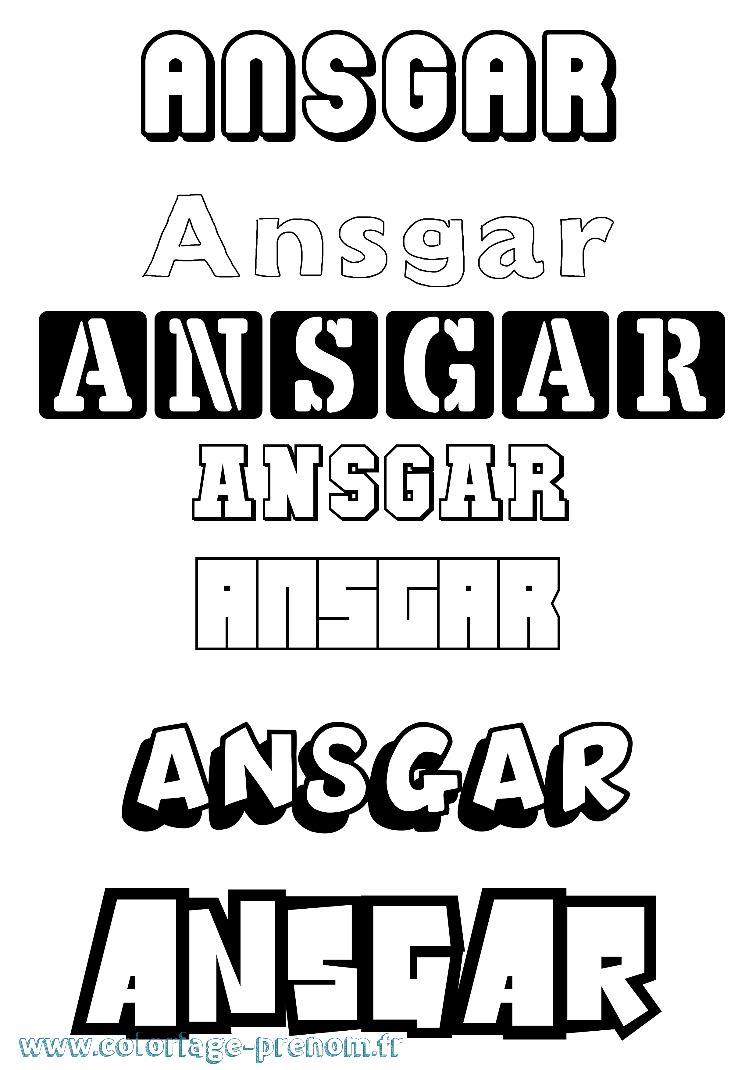 Coloriage prénom Ansgar Simple