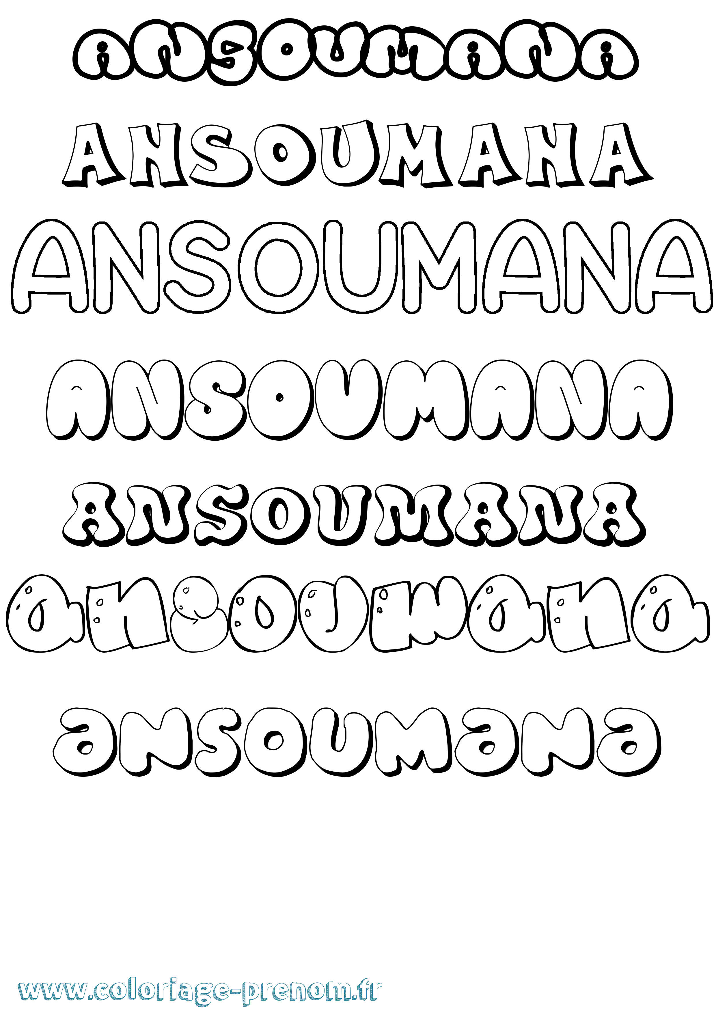 Coloriage prénom Ansoumana Bubble