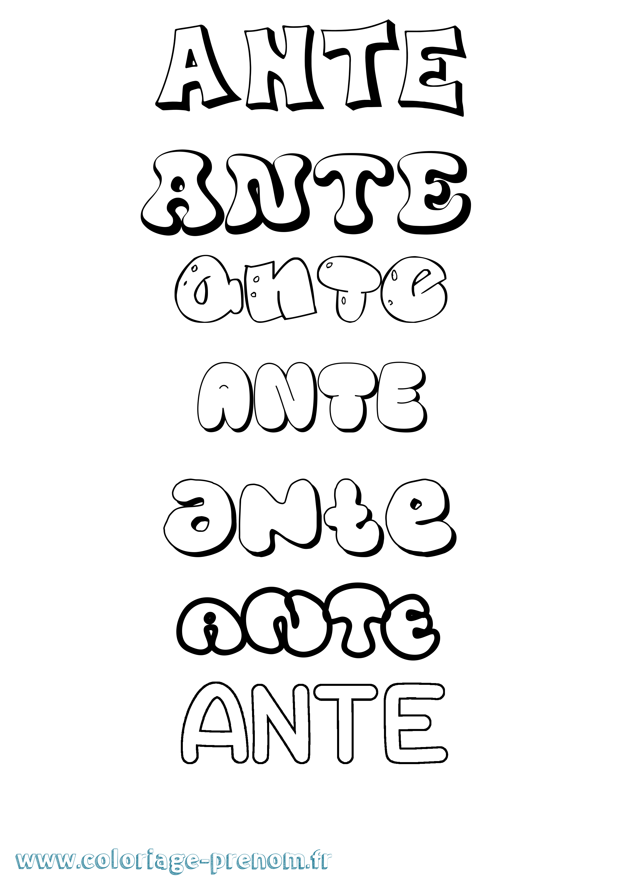 Coloriage Ante Bubble Coloriage prénom Ante Bubble