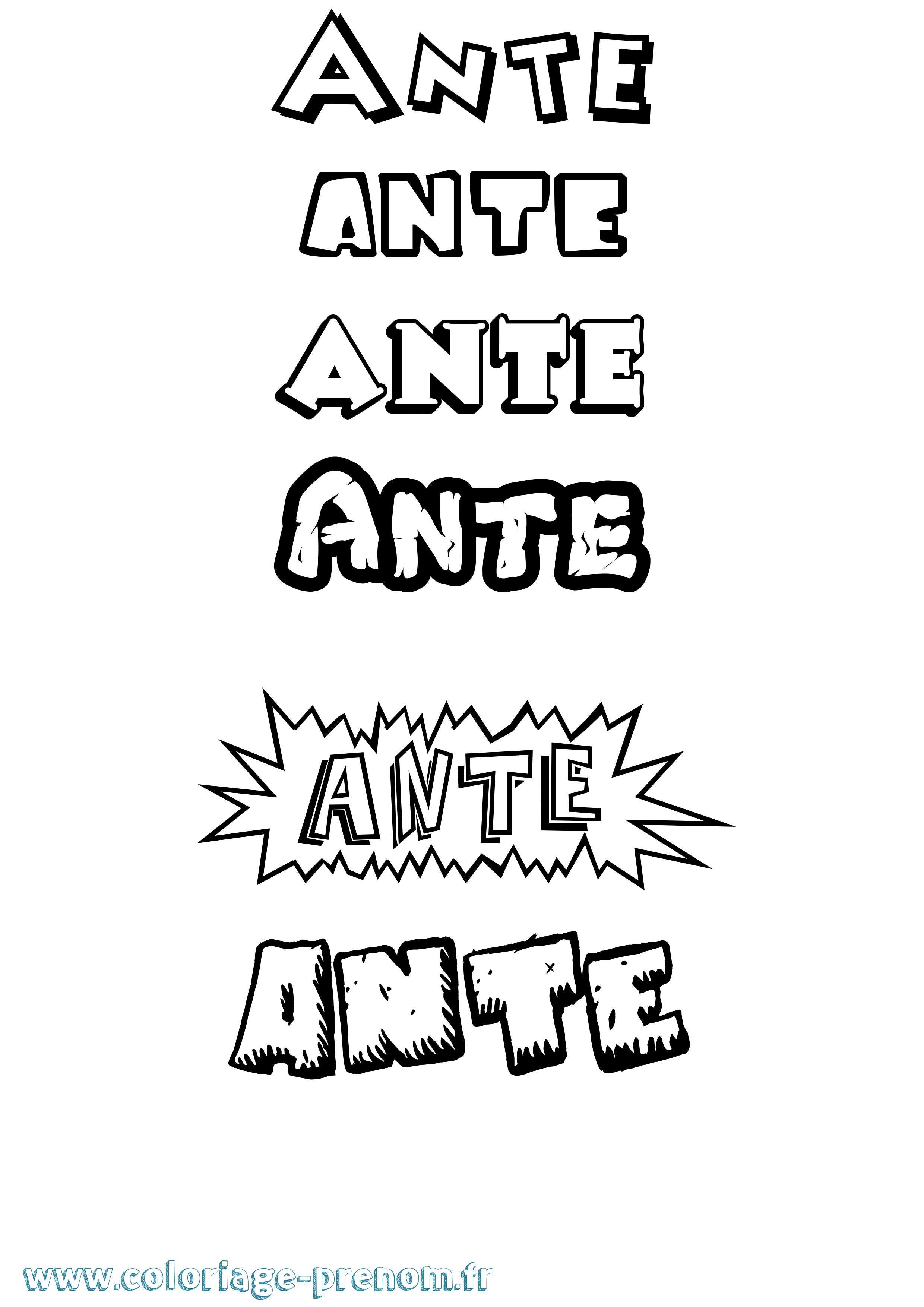 Coloriage Ante Dessin Animé Coloriage prénom Ante Dessin Animé