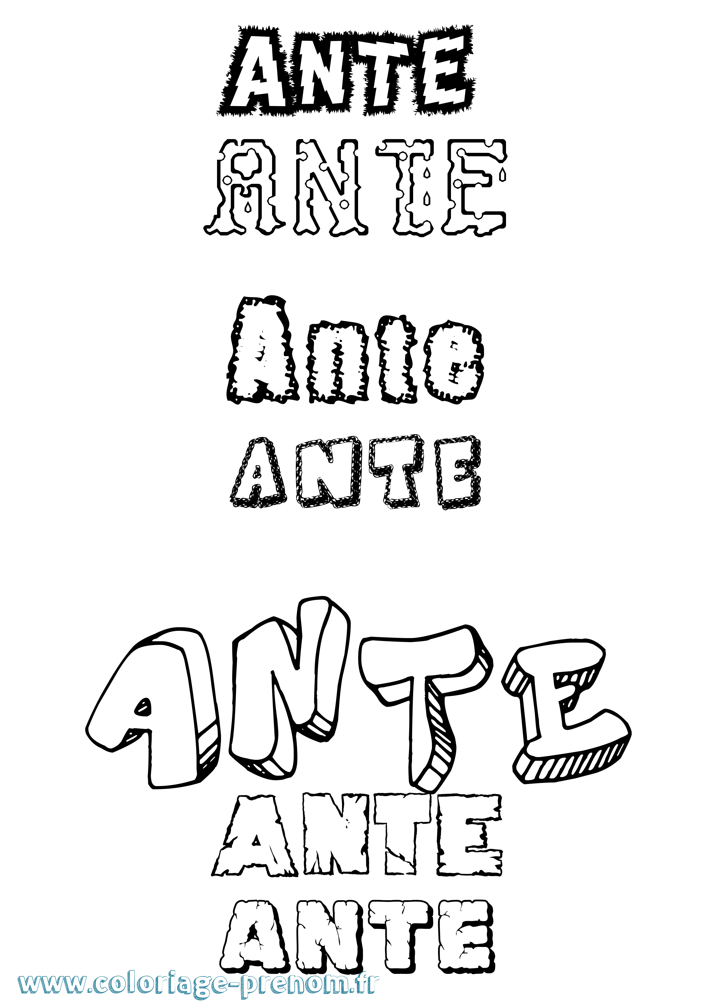 Coloriage Ante Destructuré Coloriage prénom Ante Destructuré