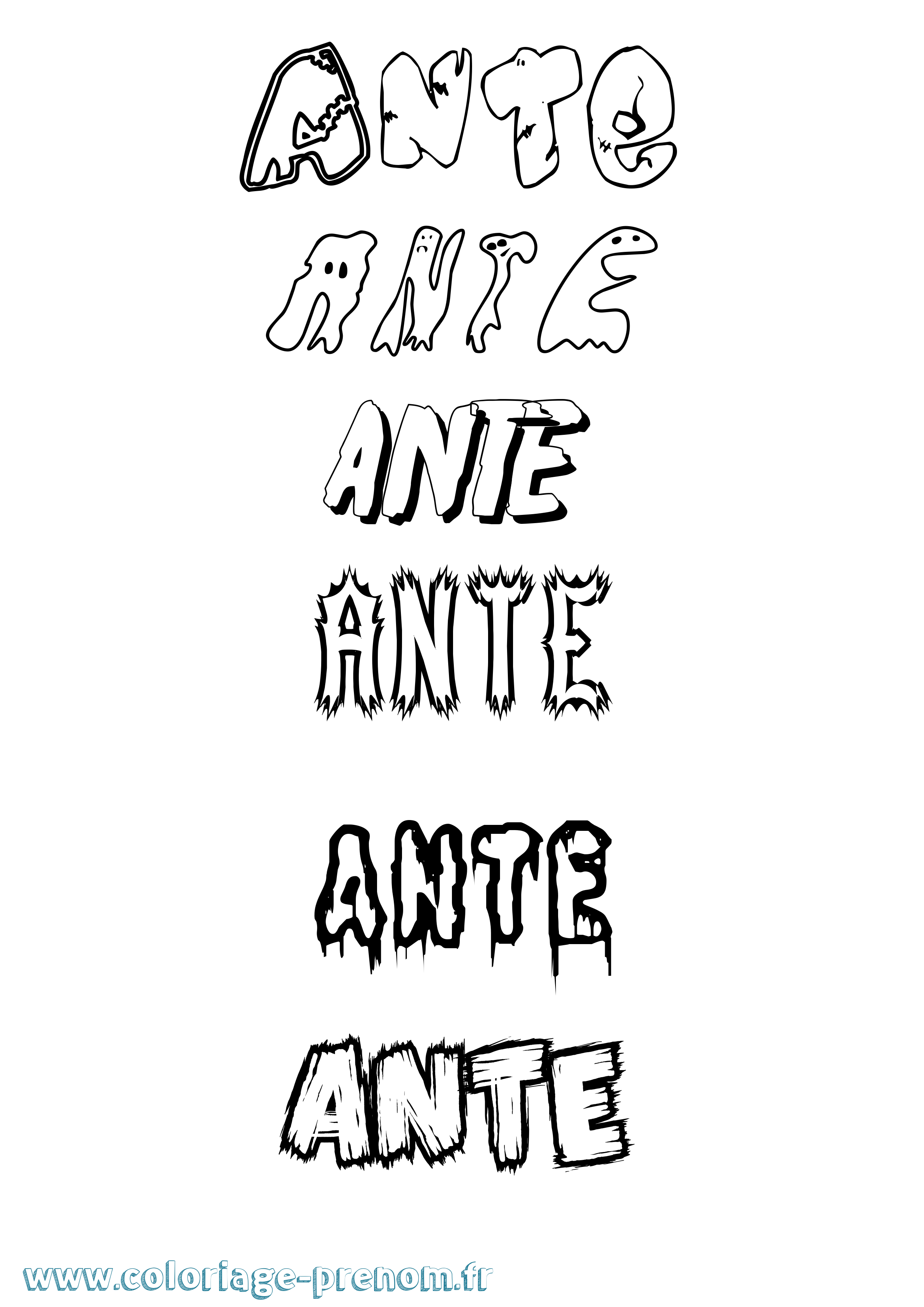Coloriage Ante Frisson Coloriage prénom Ante Frisson