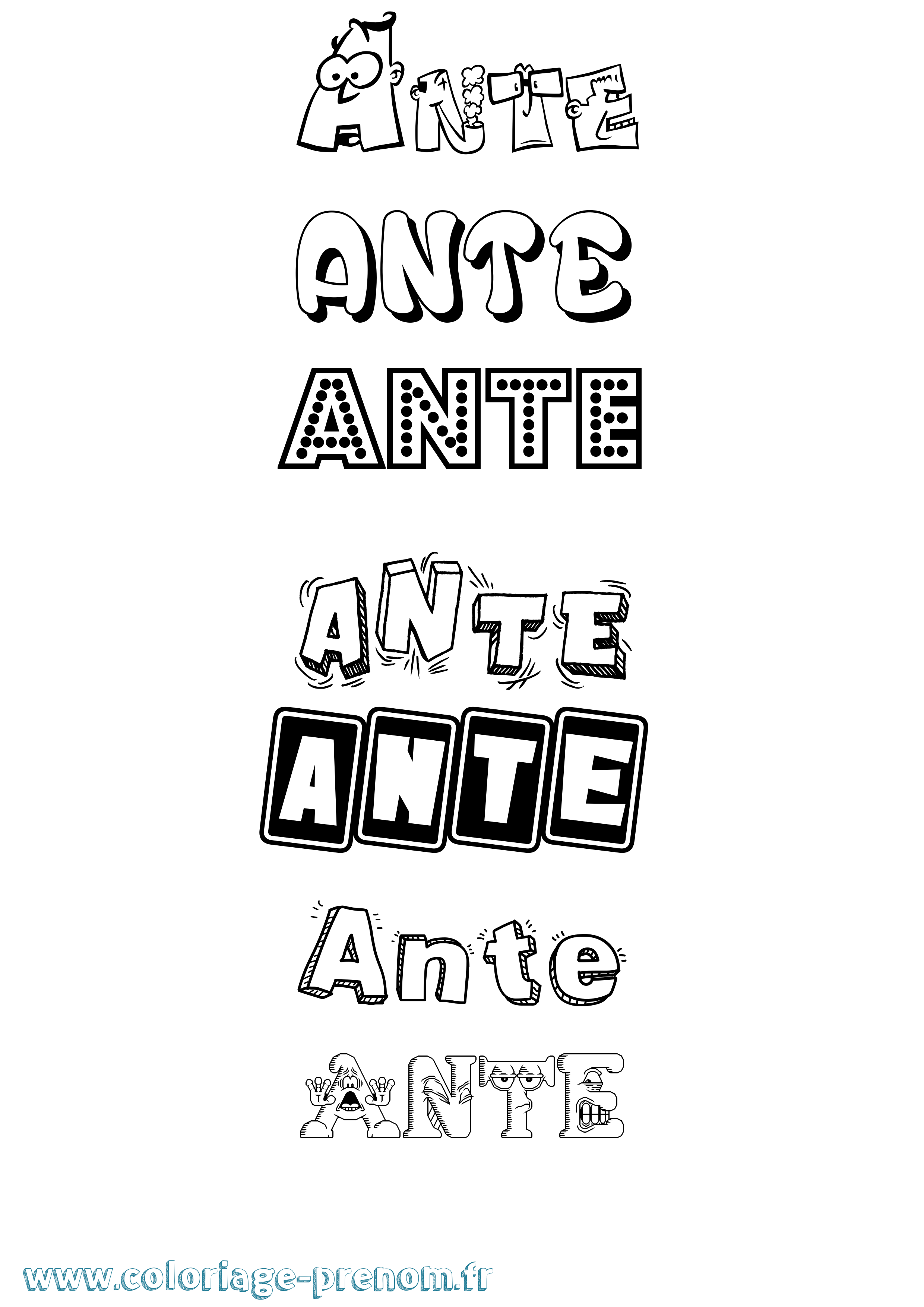 Coloriage Ante Fun Coloriage prénom Ante Fun