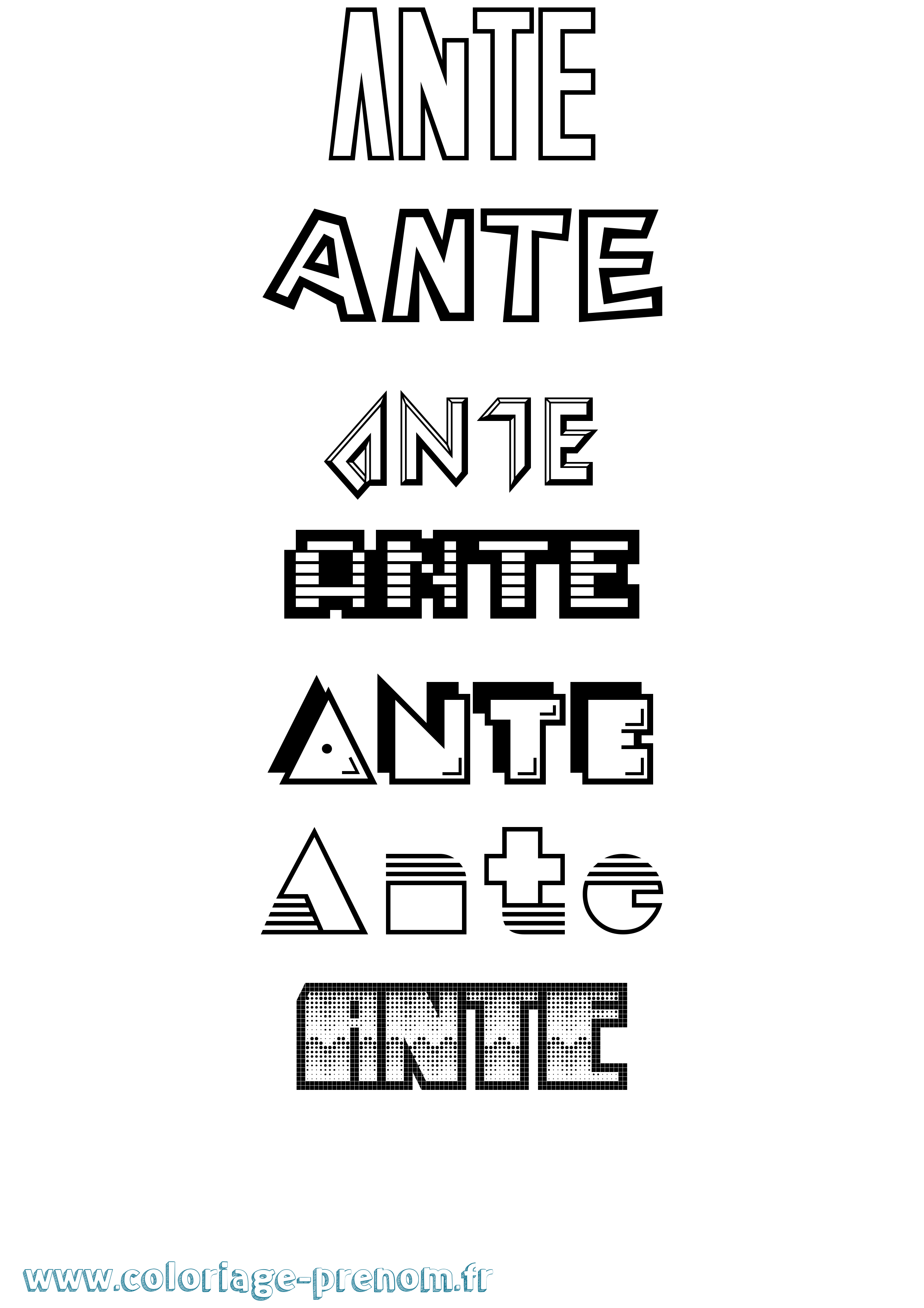 Coloriage Ante Jeux Vidéos Coloriage prénom Ante Jeux Vidéos