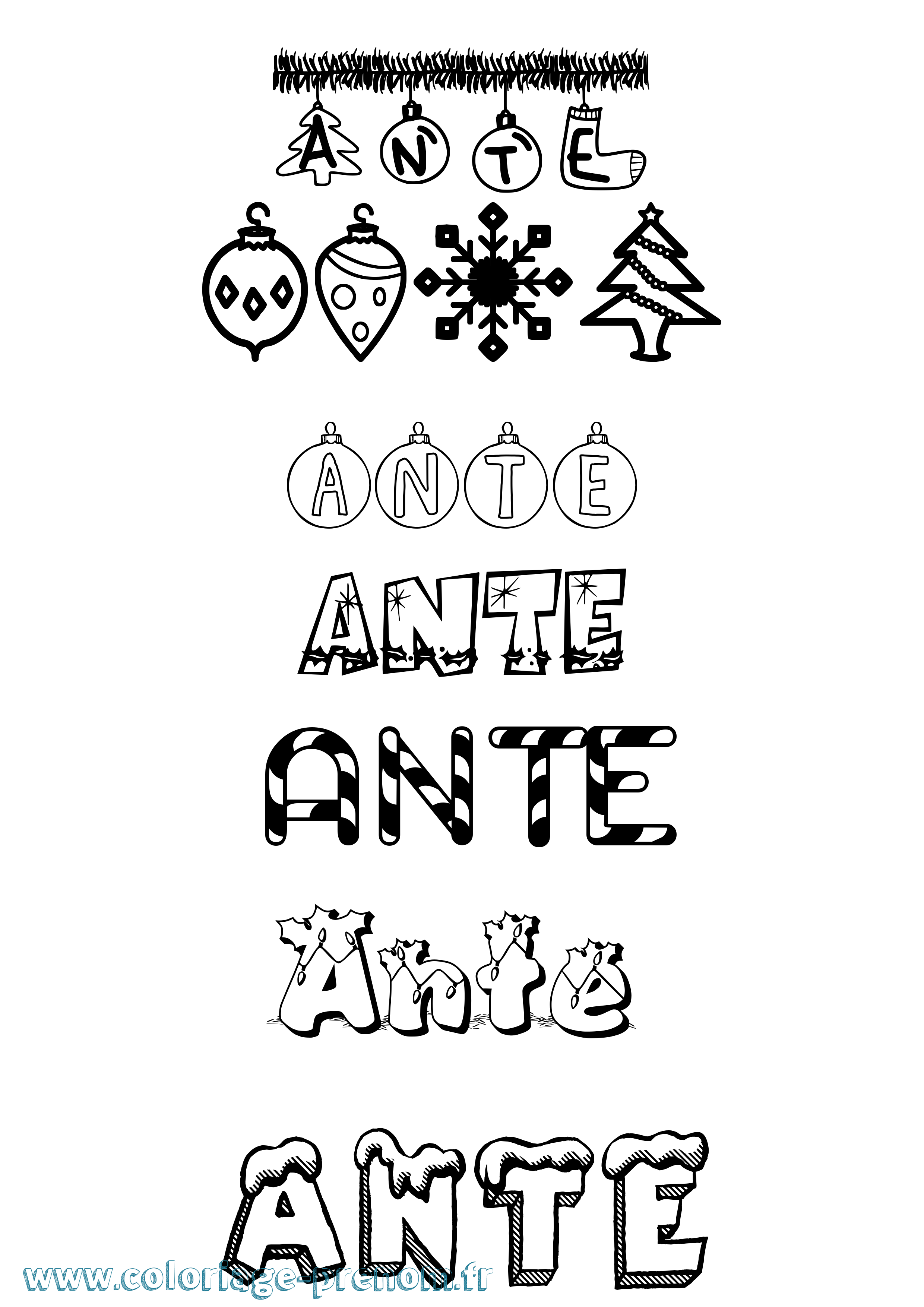Coloriage Ante Noël Coloriage prénom Ante Noël