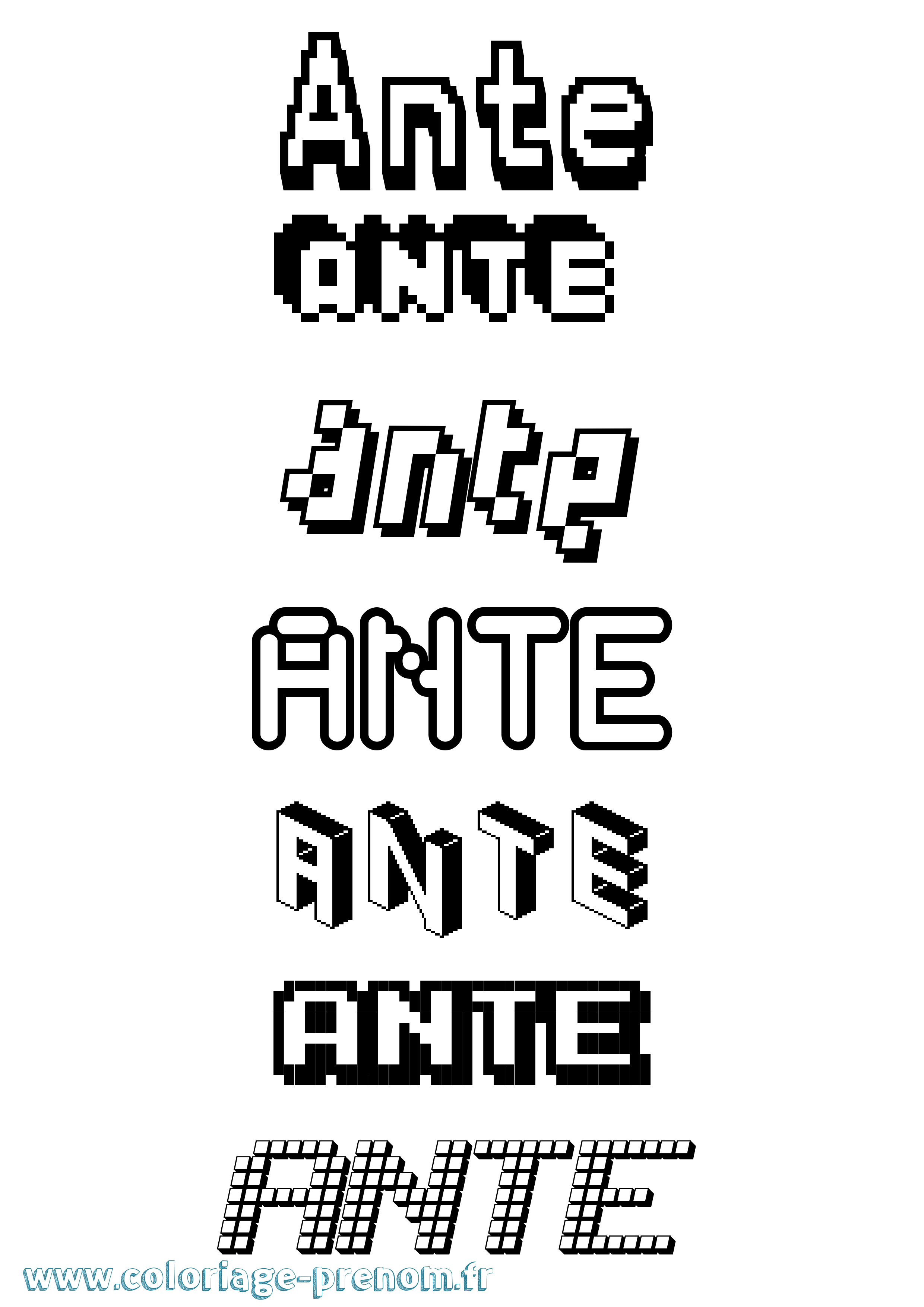 Coloriage Ante Pixel Coloriage prénom Ante Pixel