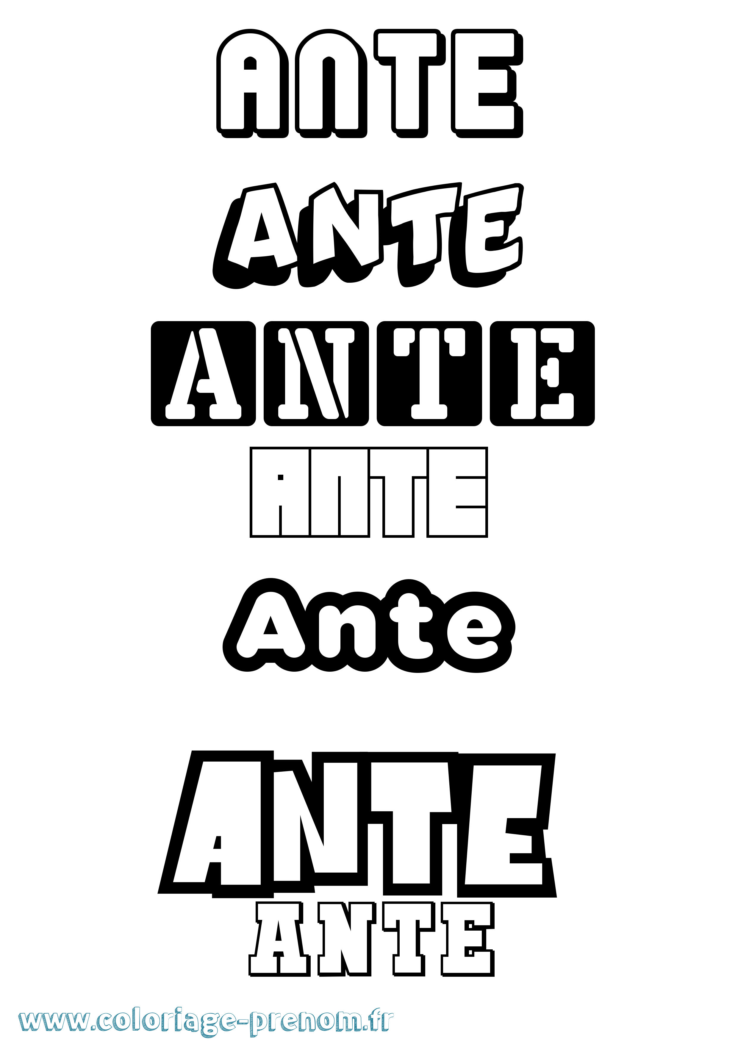 Coloriage Ante Simple Coloriage prénom Ante Simple