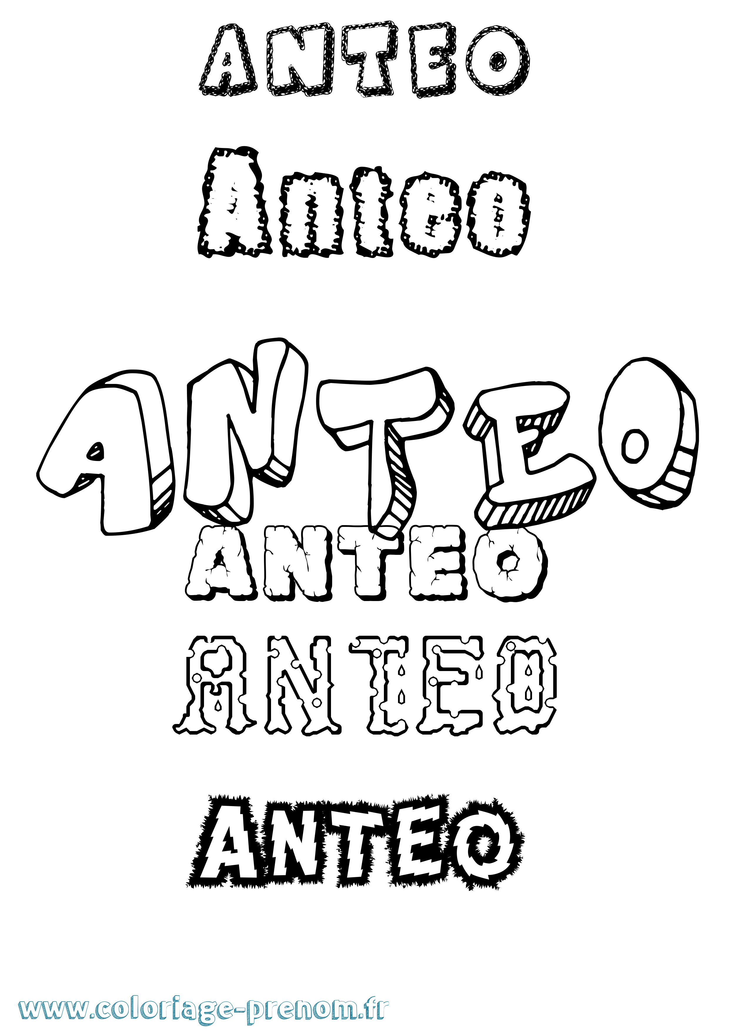 Coloriage prénom Anteo Destructuré