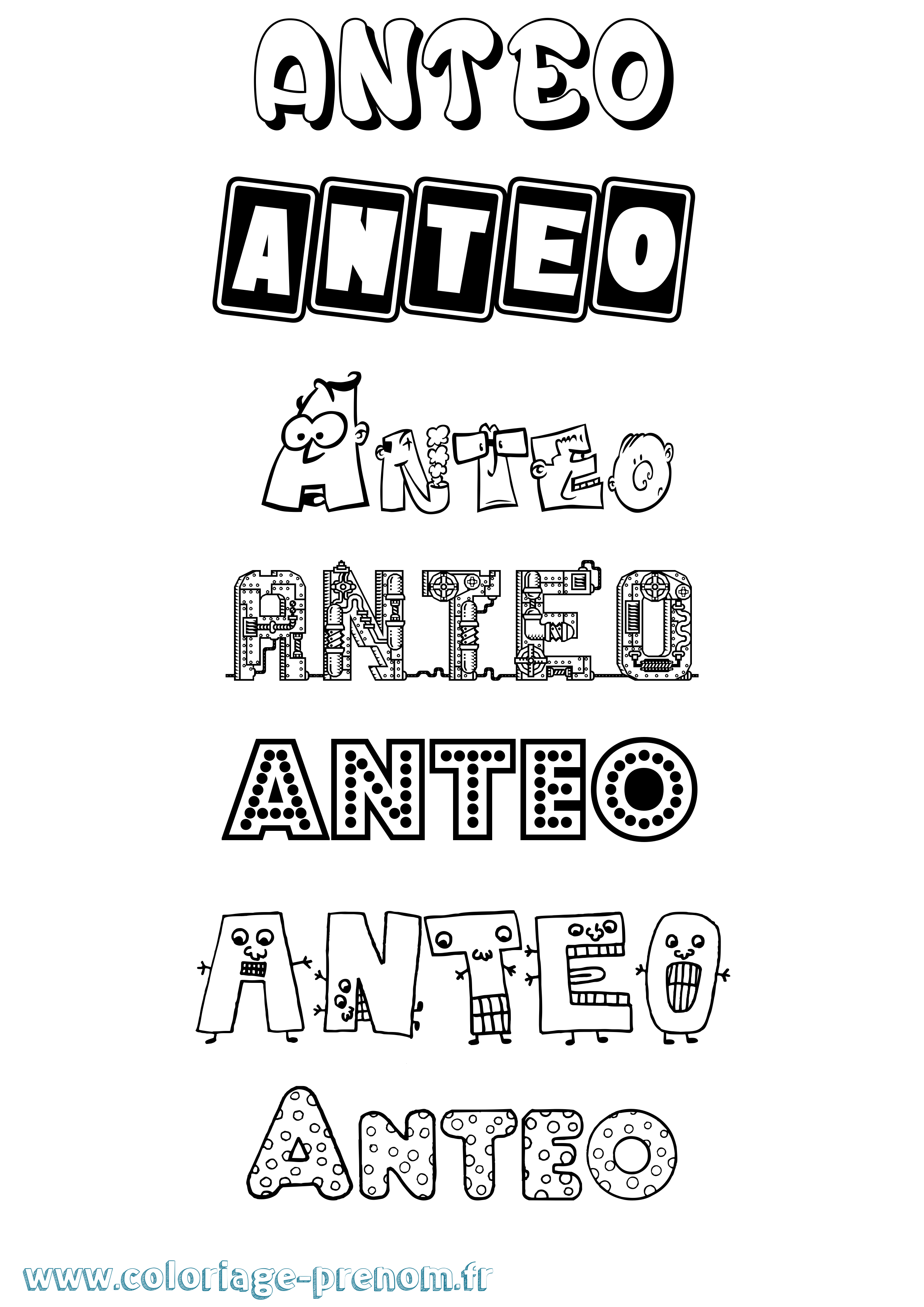 Coloriage prénom Anteo Fun