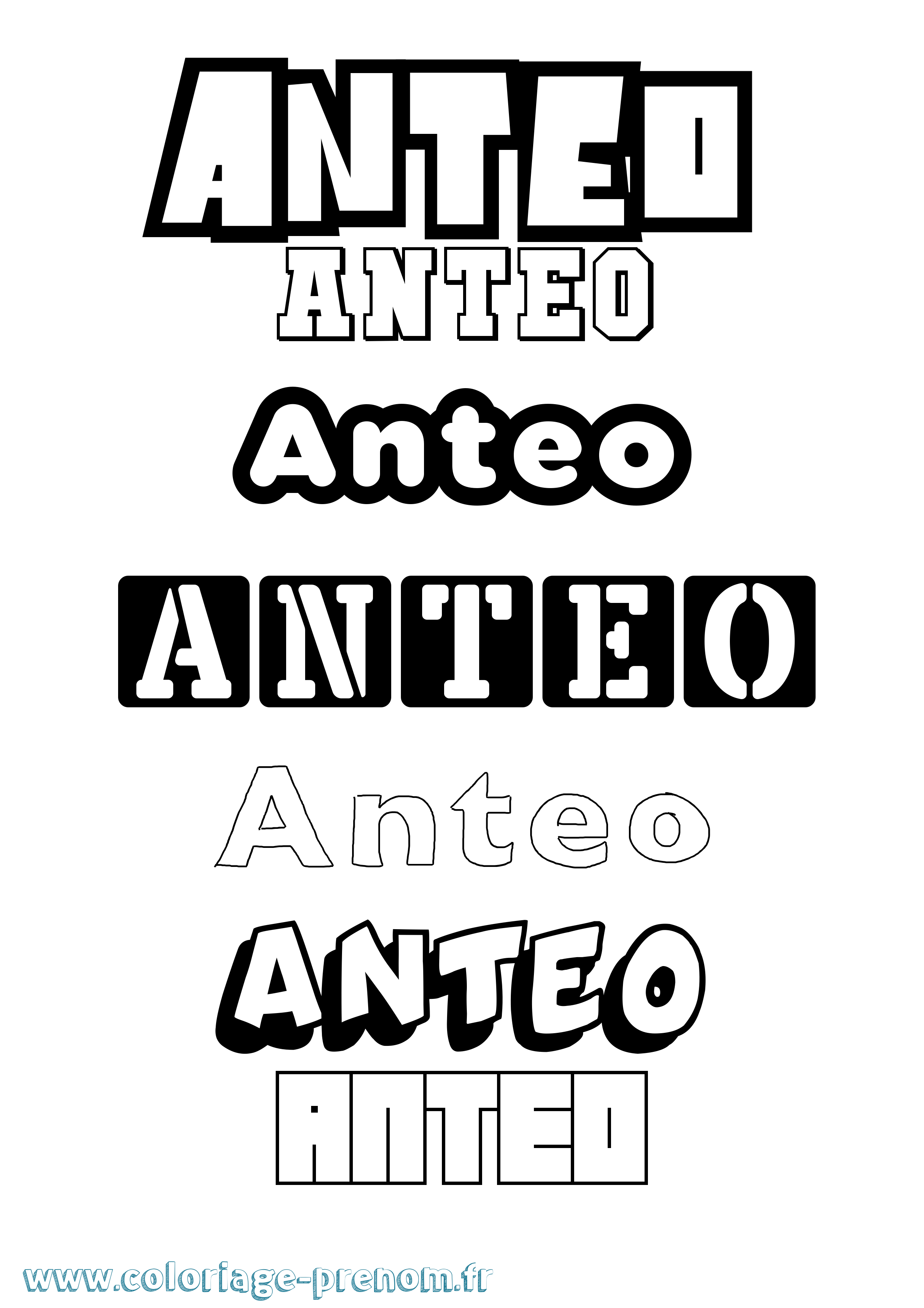 Coloriage prénom Anteo Simple