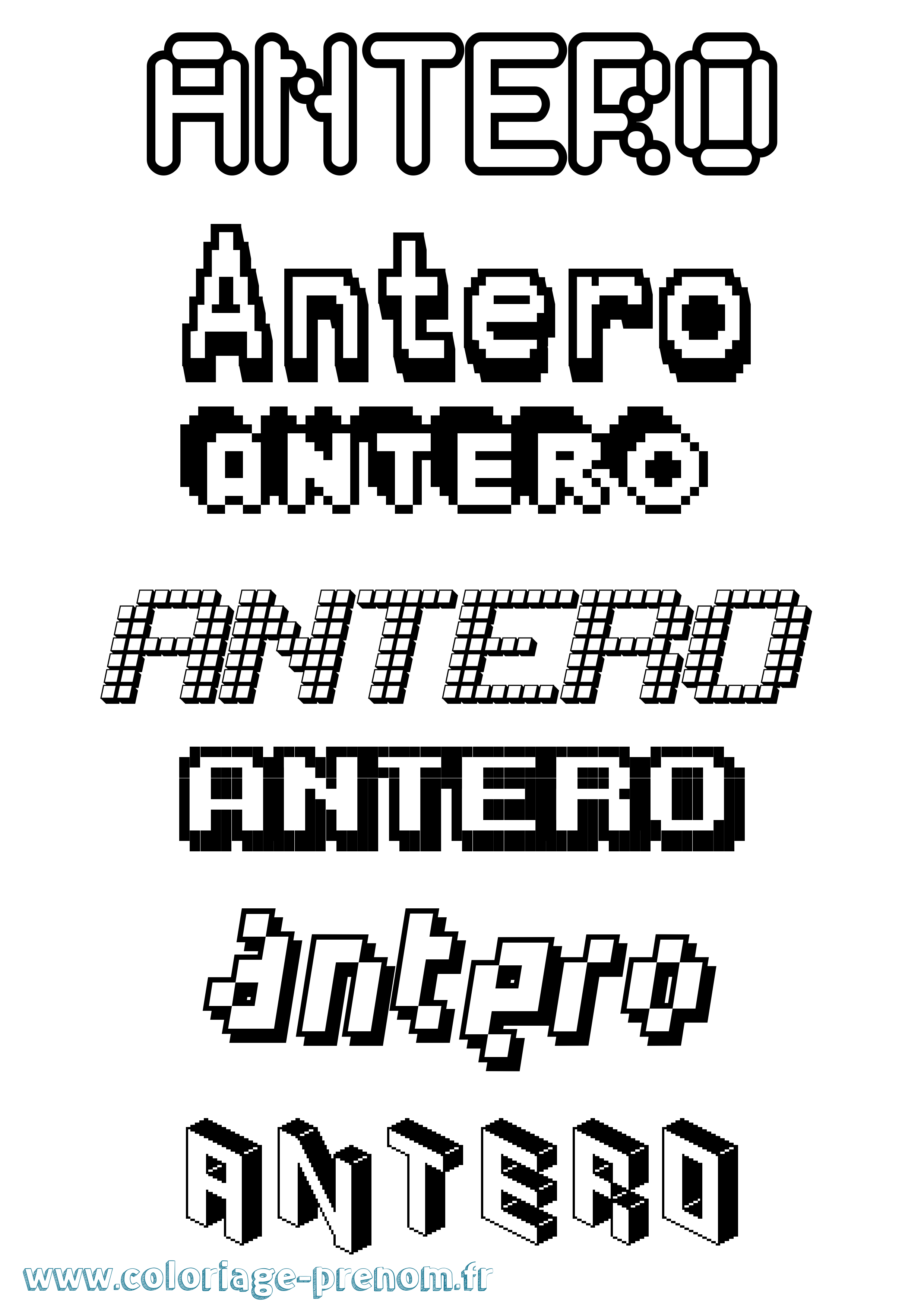 Coloriage prénom Antero Pixel