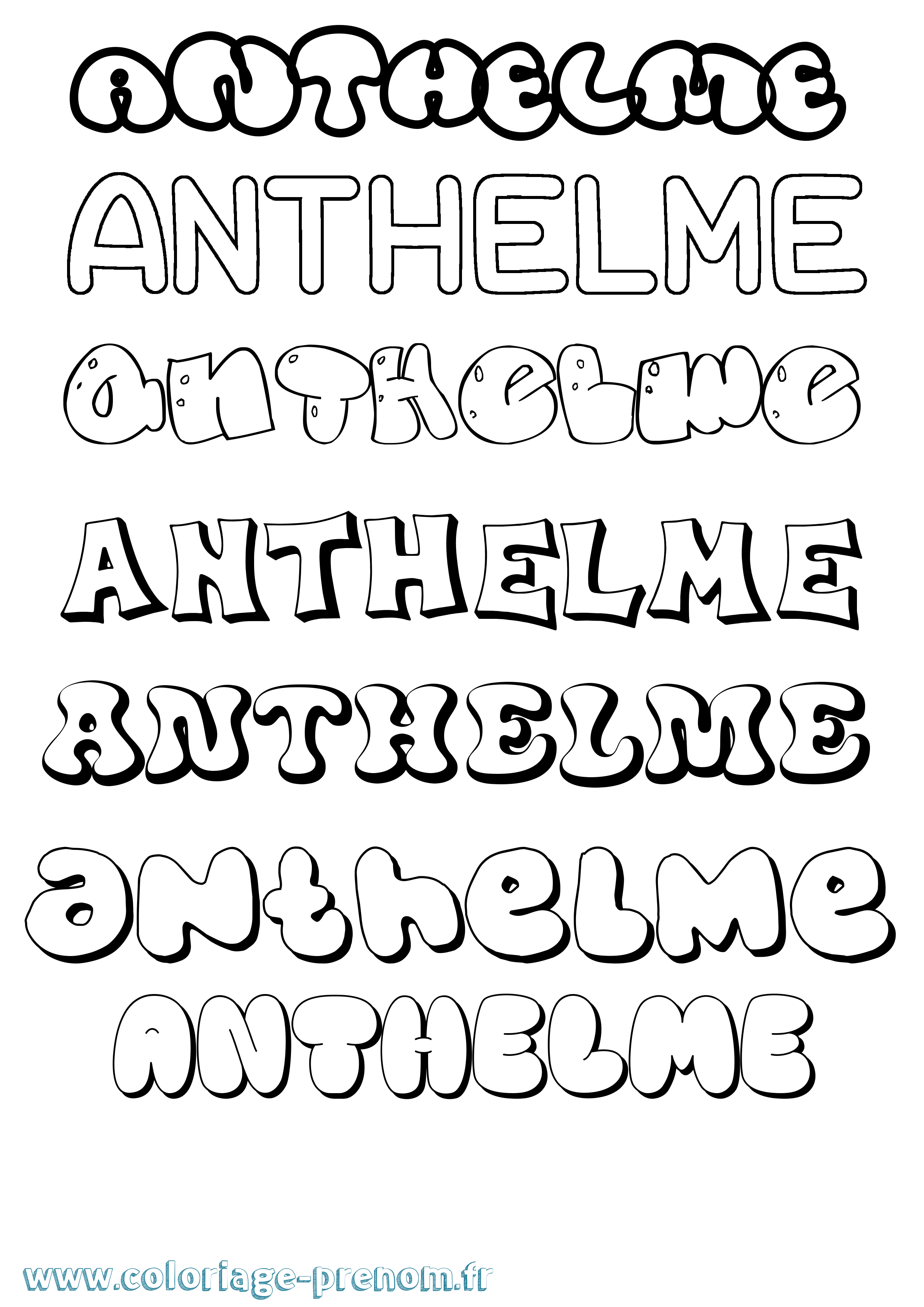 Coloriage prénom Anthelme Bubble