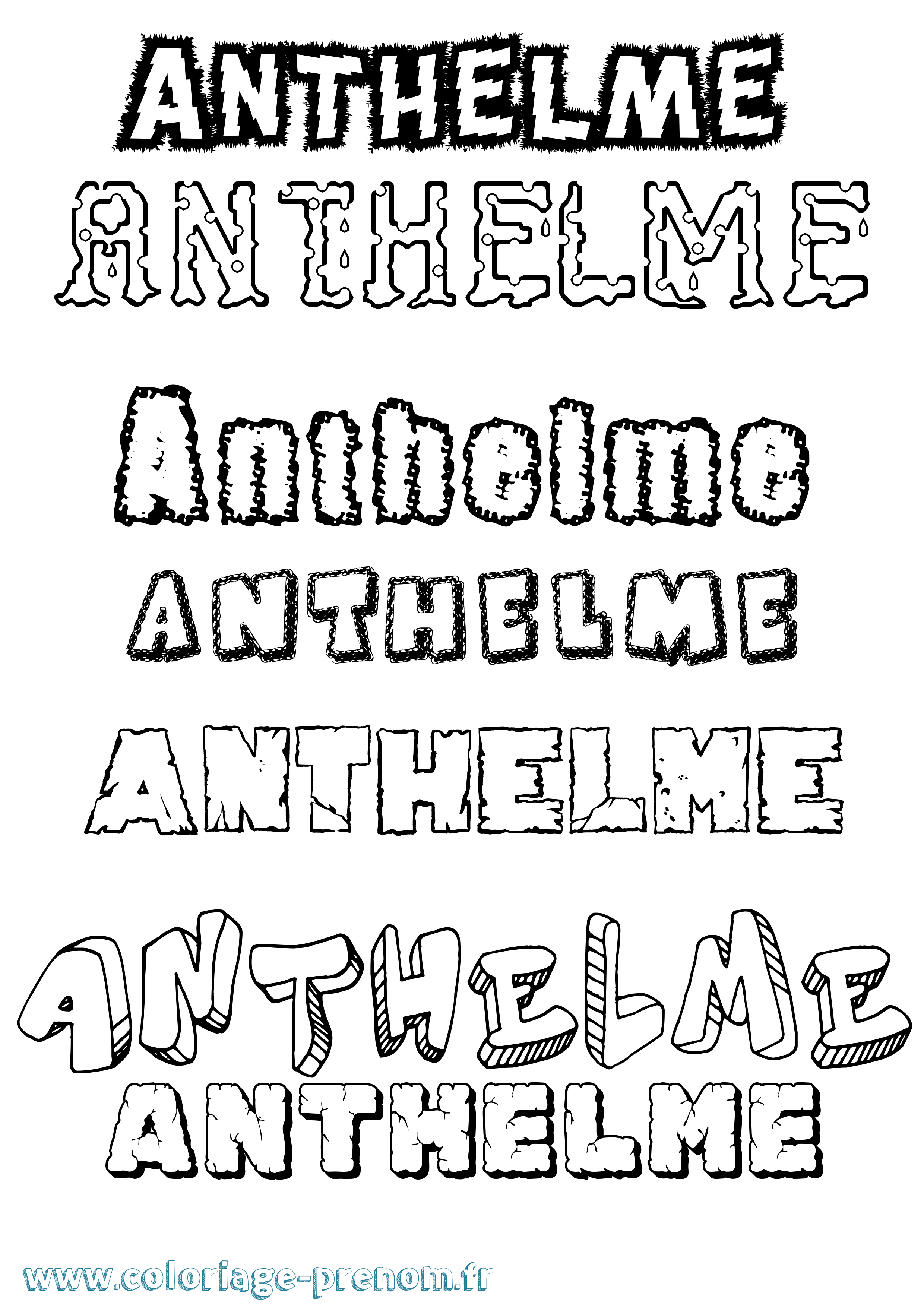 Coloriage prénom Anthelme Destructuré
