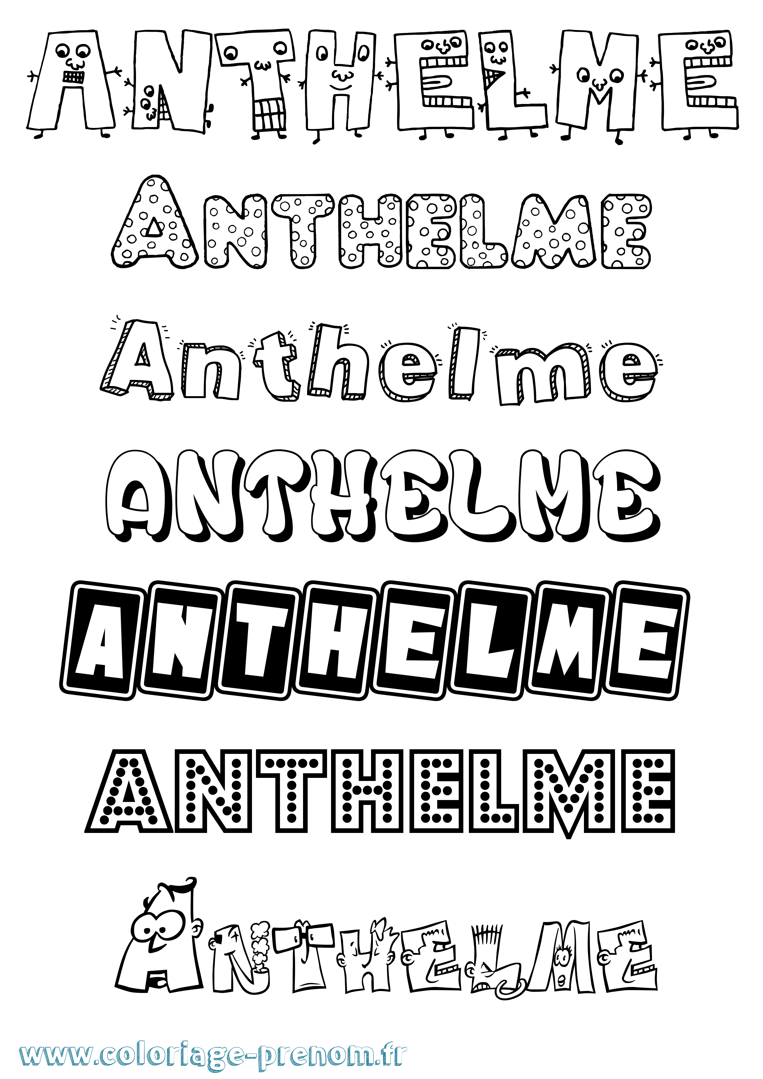 Coloriage prénom Anthelme Fun