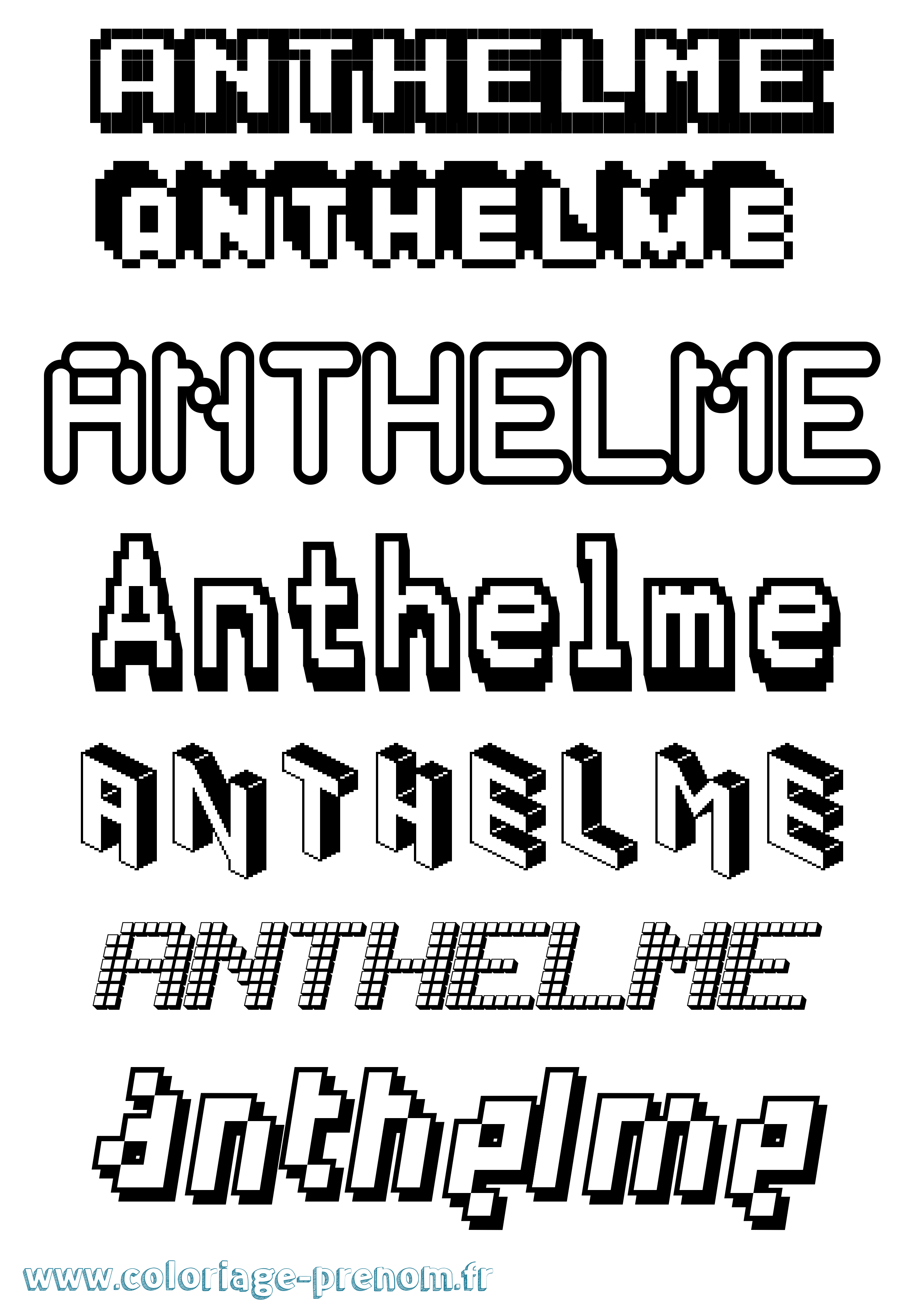 Coloriage prénom Anthelme Pixel