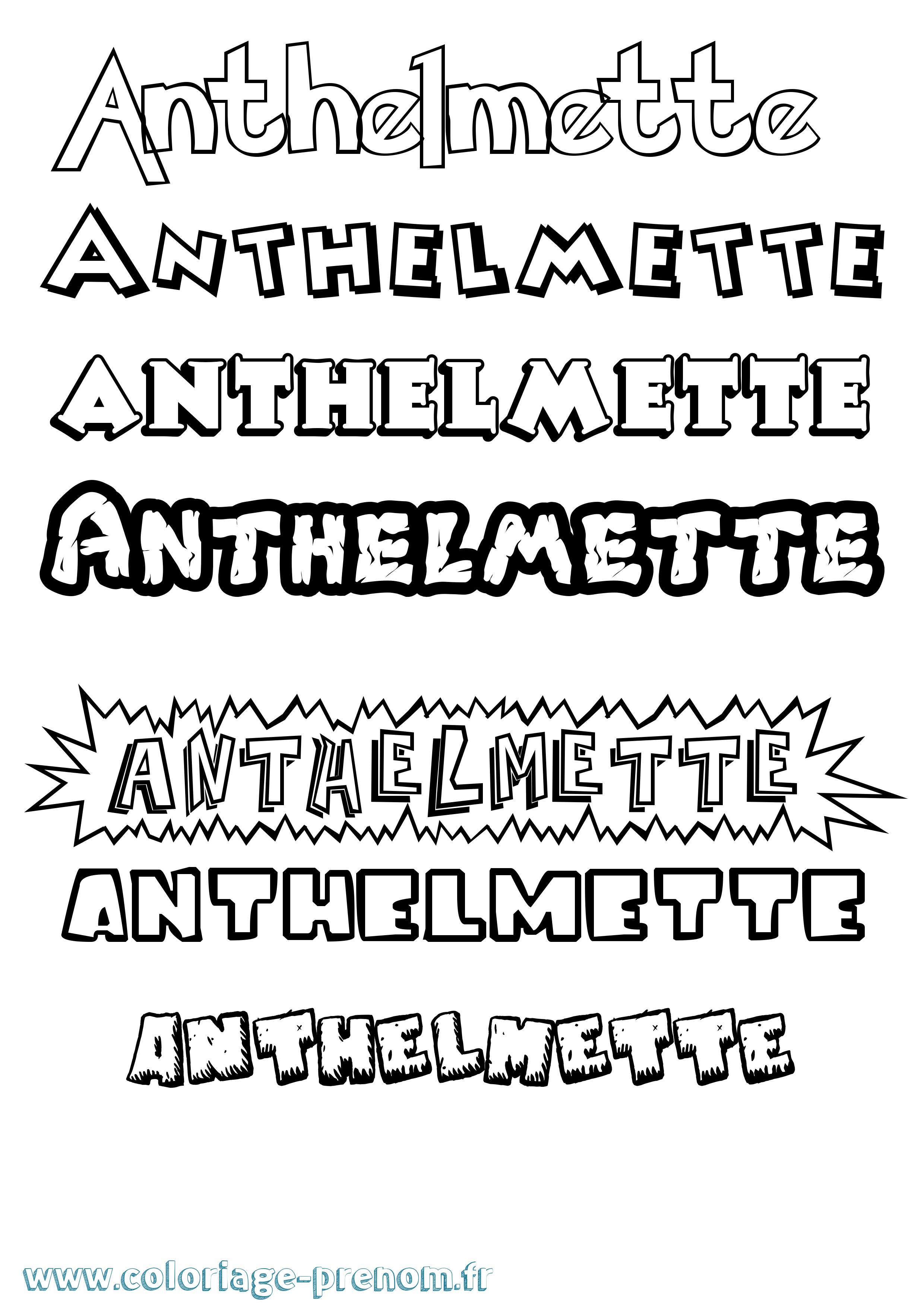 Coloriage prénom Anthelmette Dessin Animé