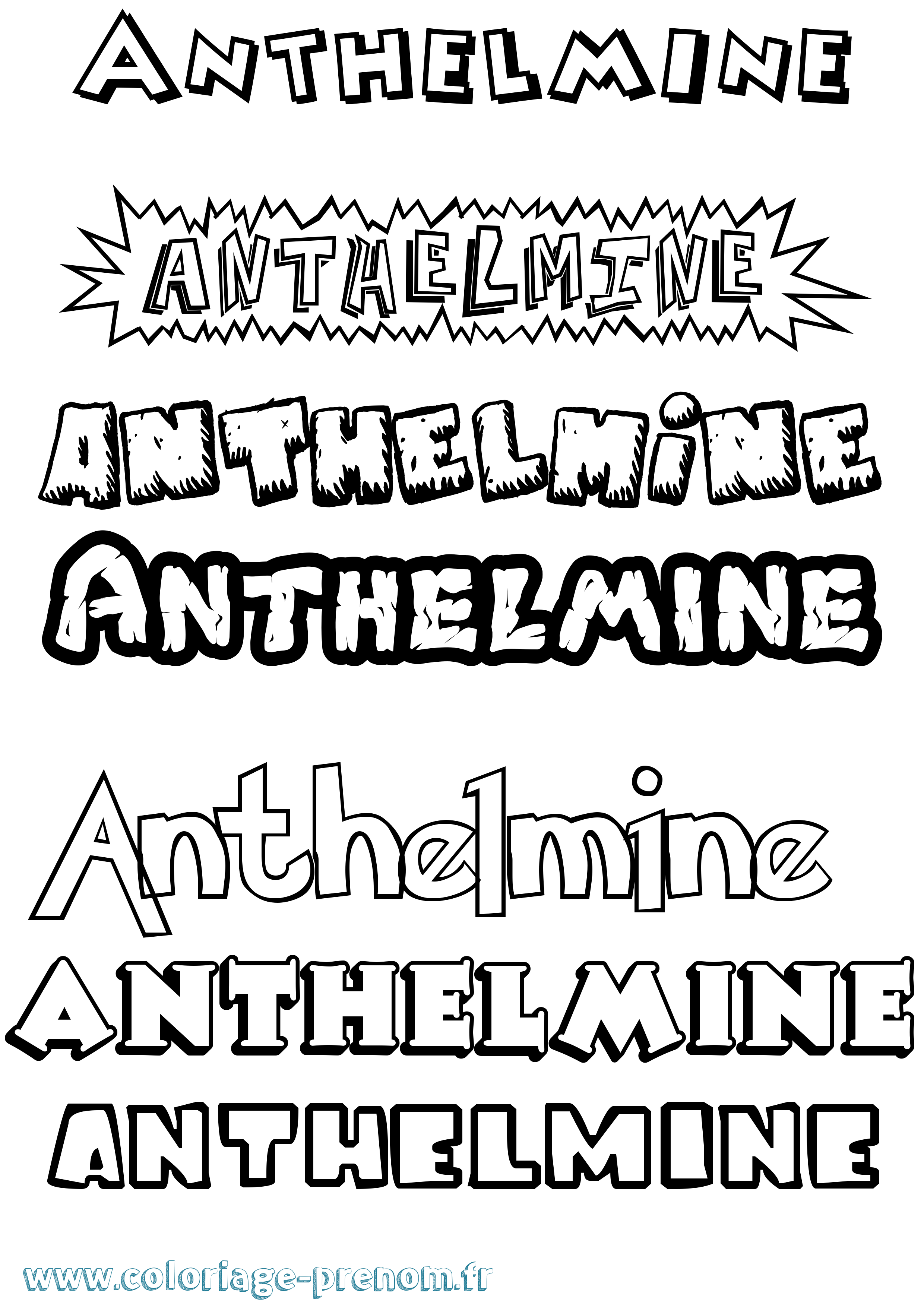 Coloriage prénom Anthelmine Dessin Animé