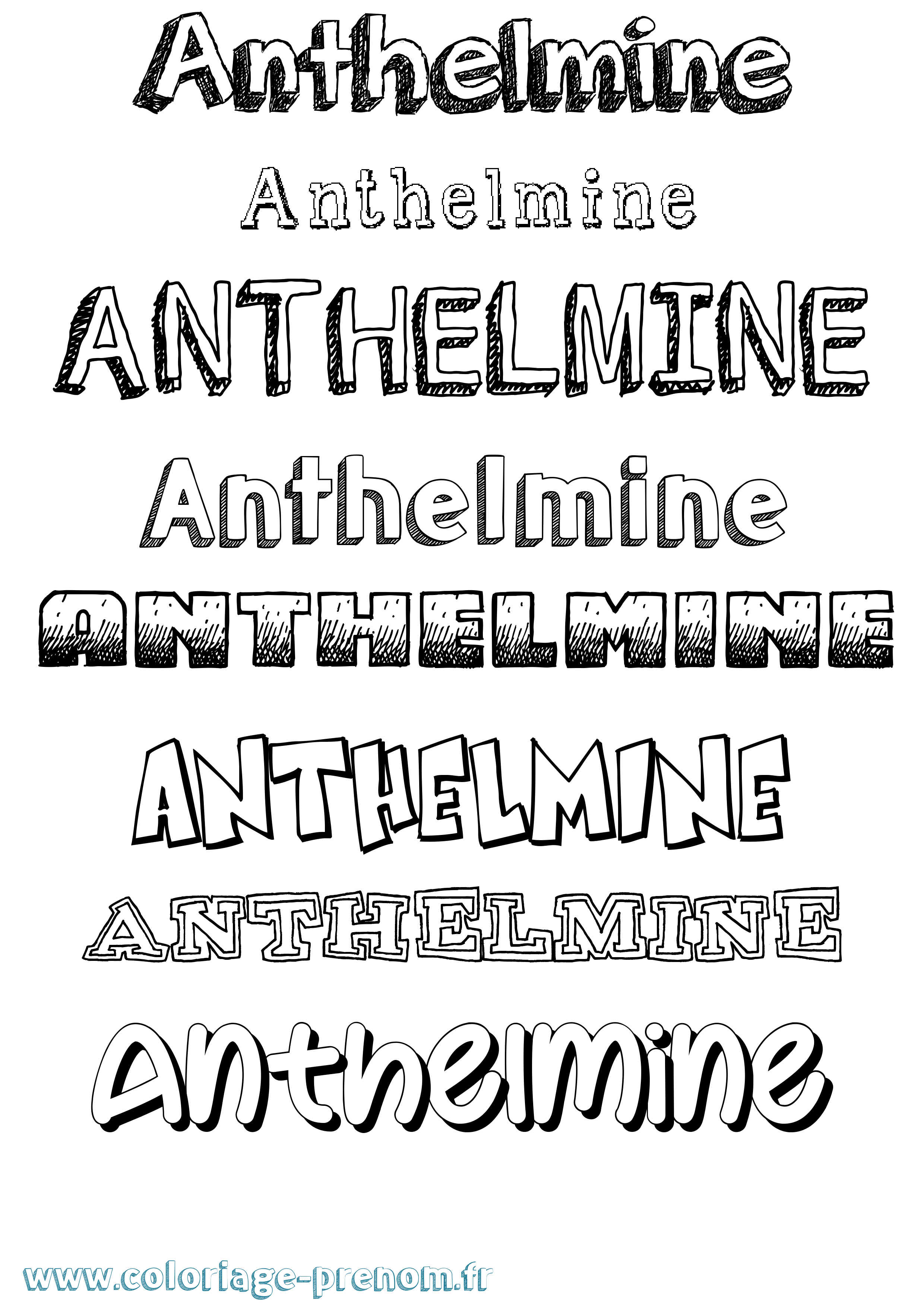Coloriage prénom Anthelmine Dessiné