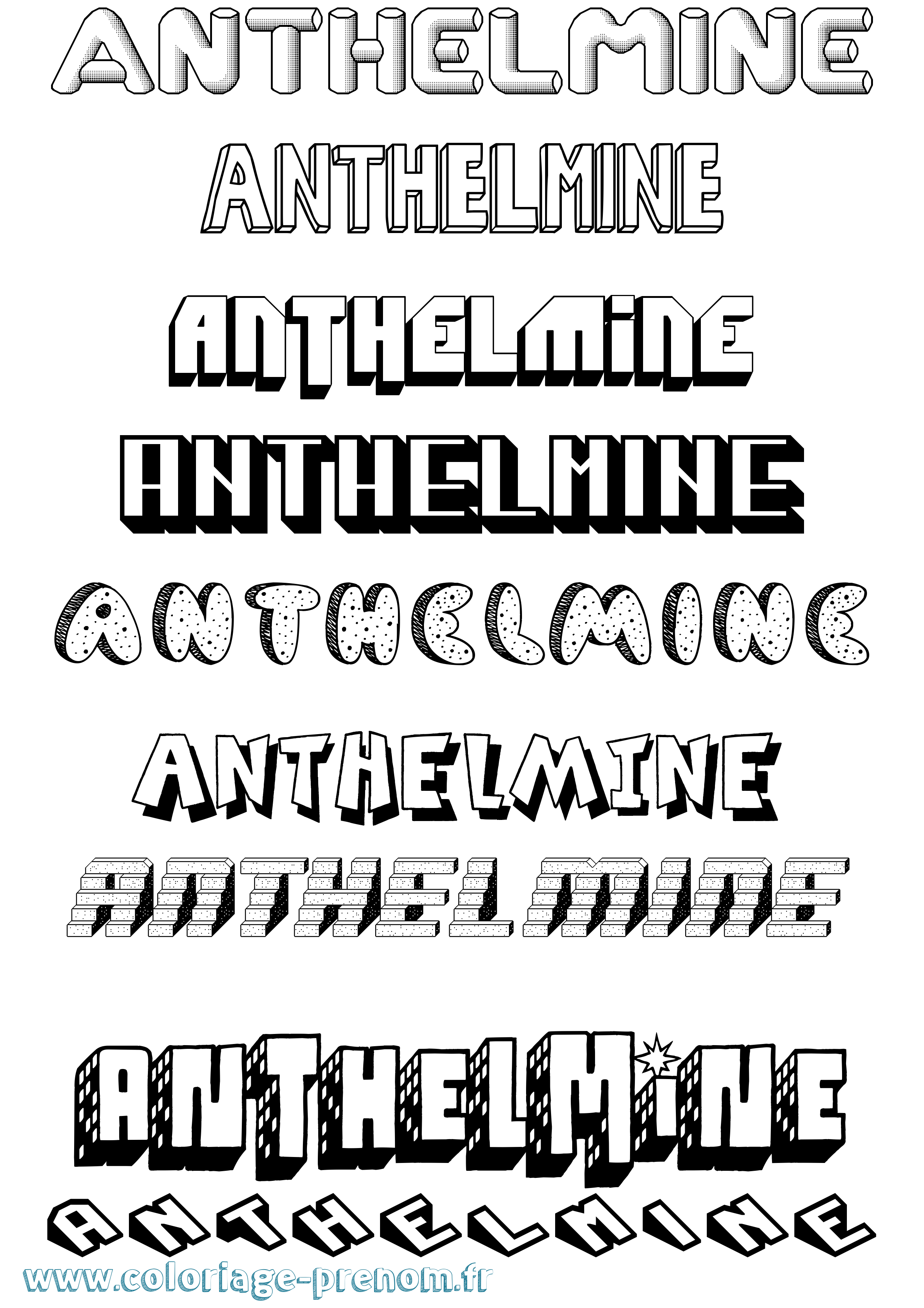 Coloriage prénom Anthelmine Effet 3D
