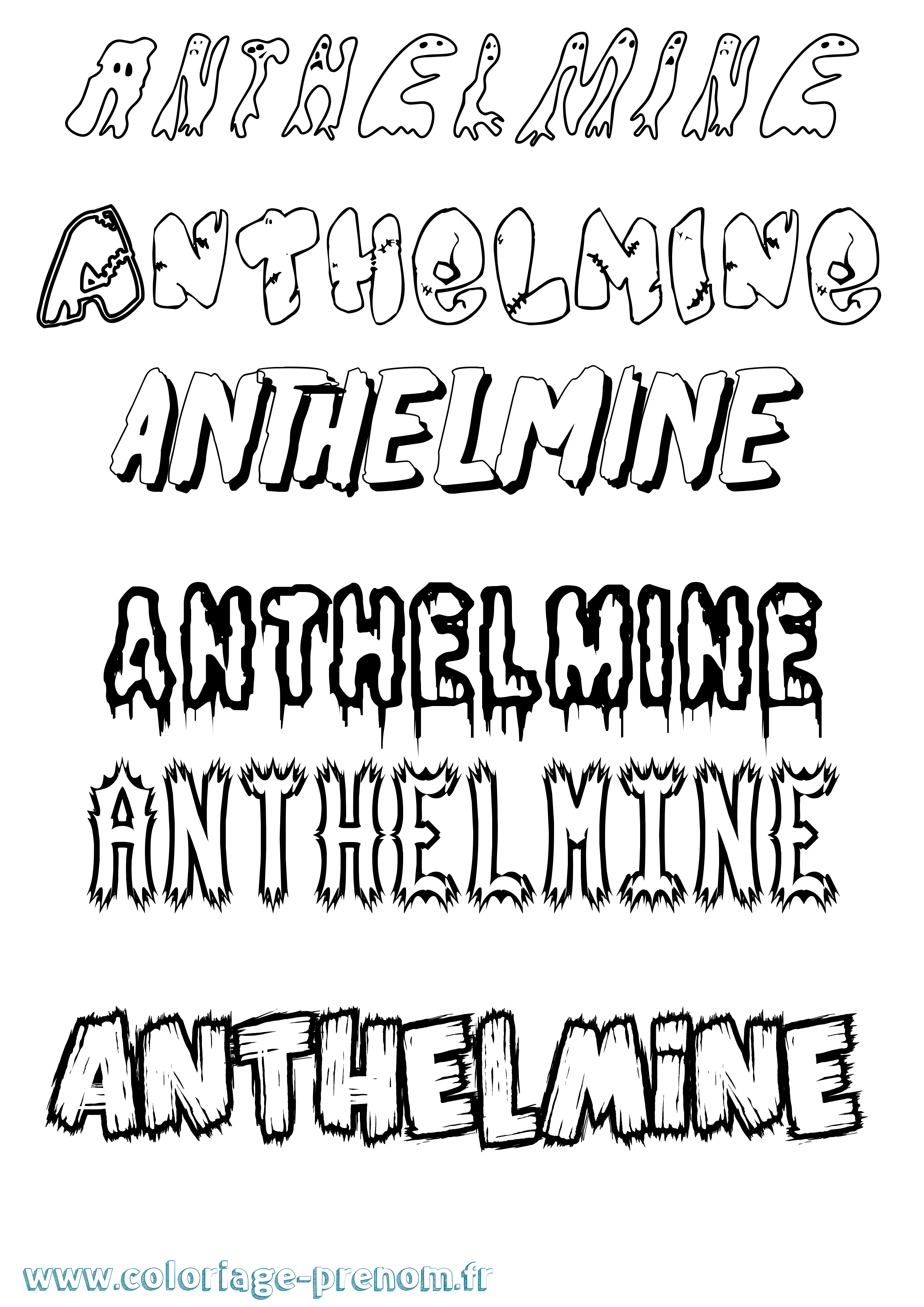 Coloriage prénom Anthelmine Frisson