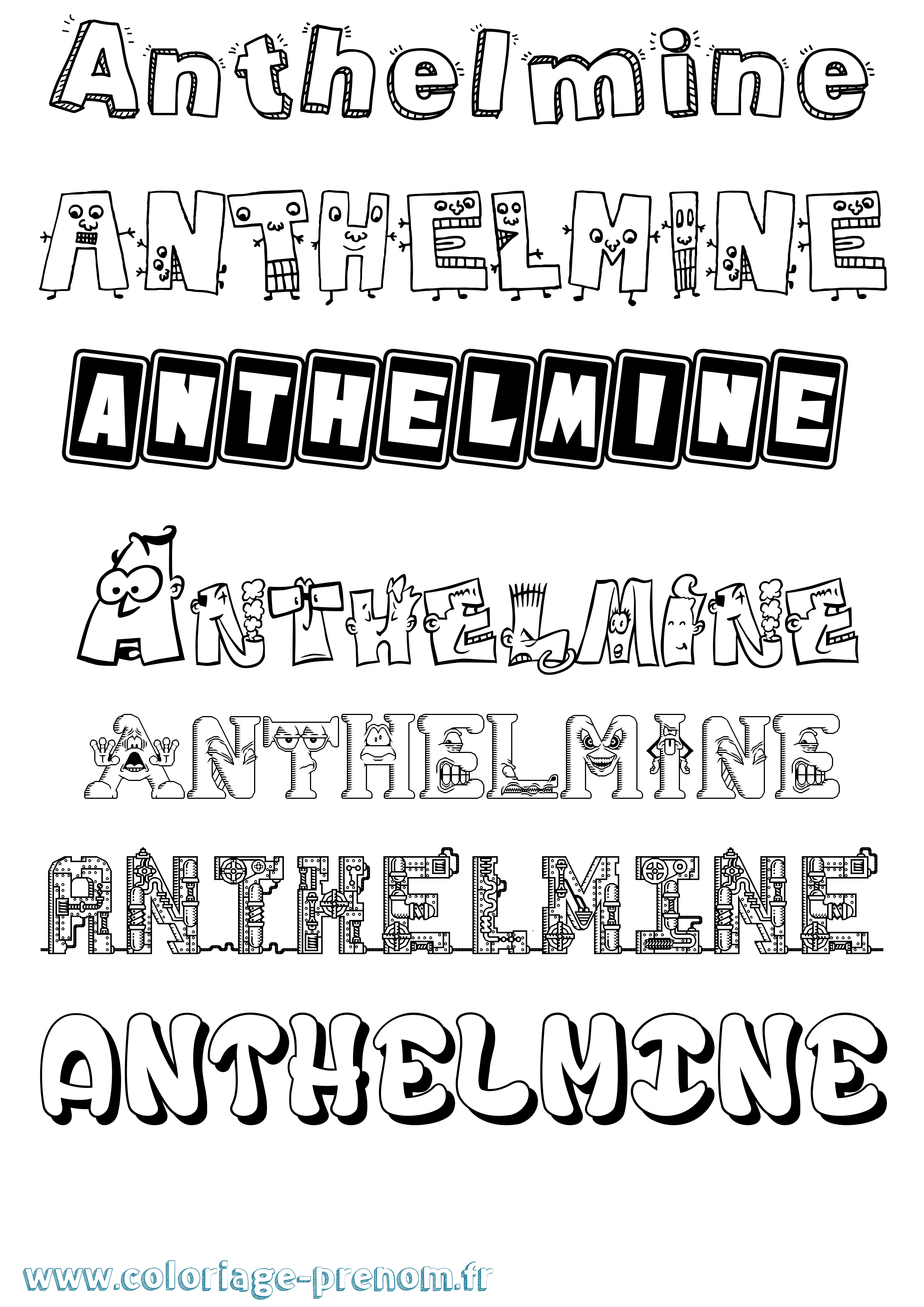 Coloriage prénom Anthelmine Fun