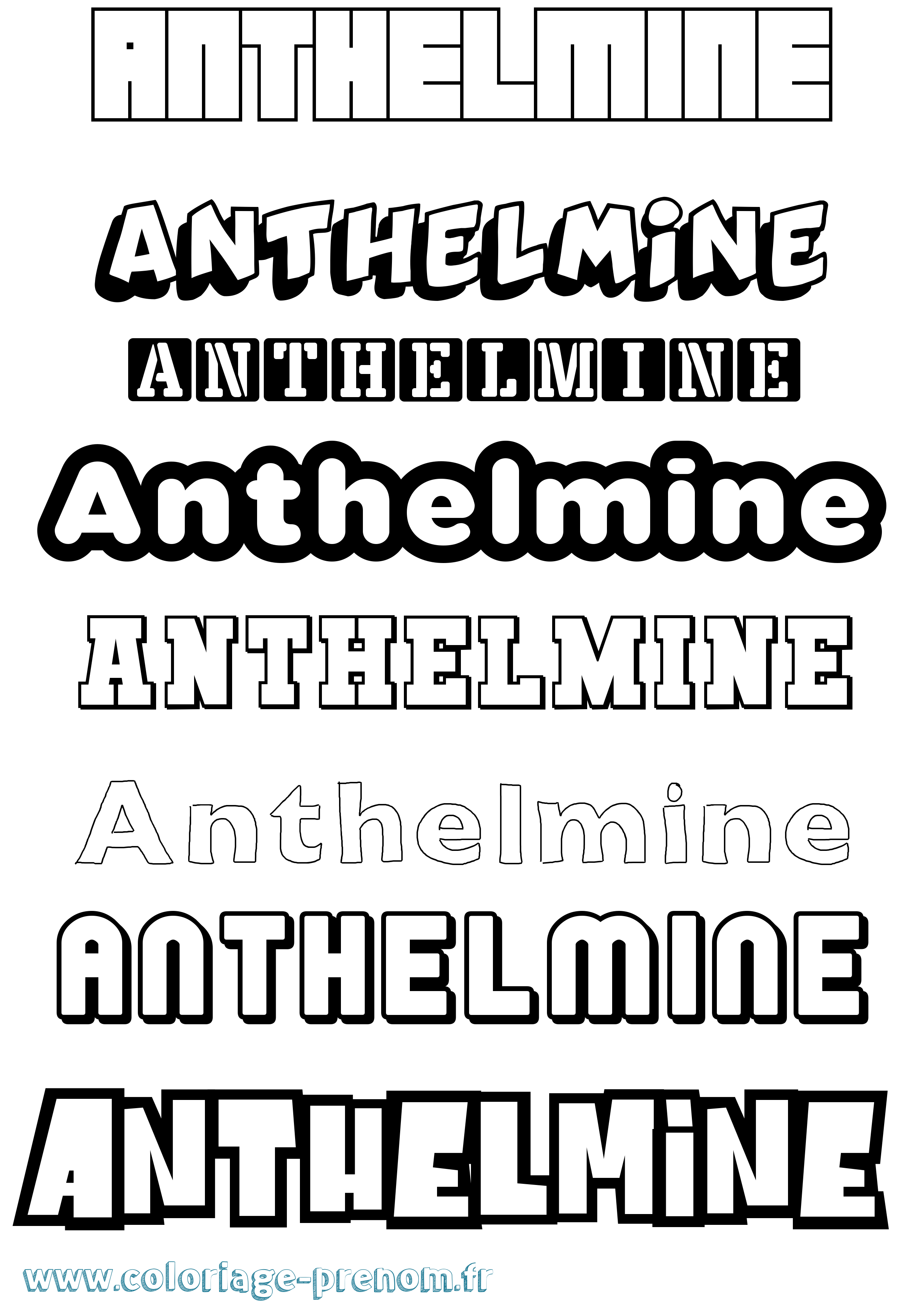 Coloriage prénom Anthelmine Simple