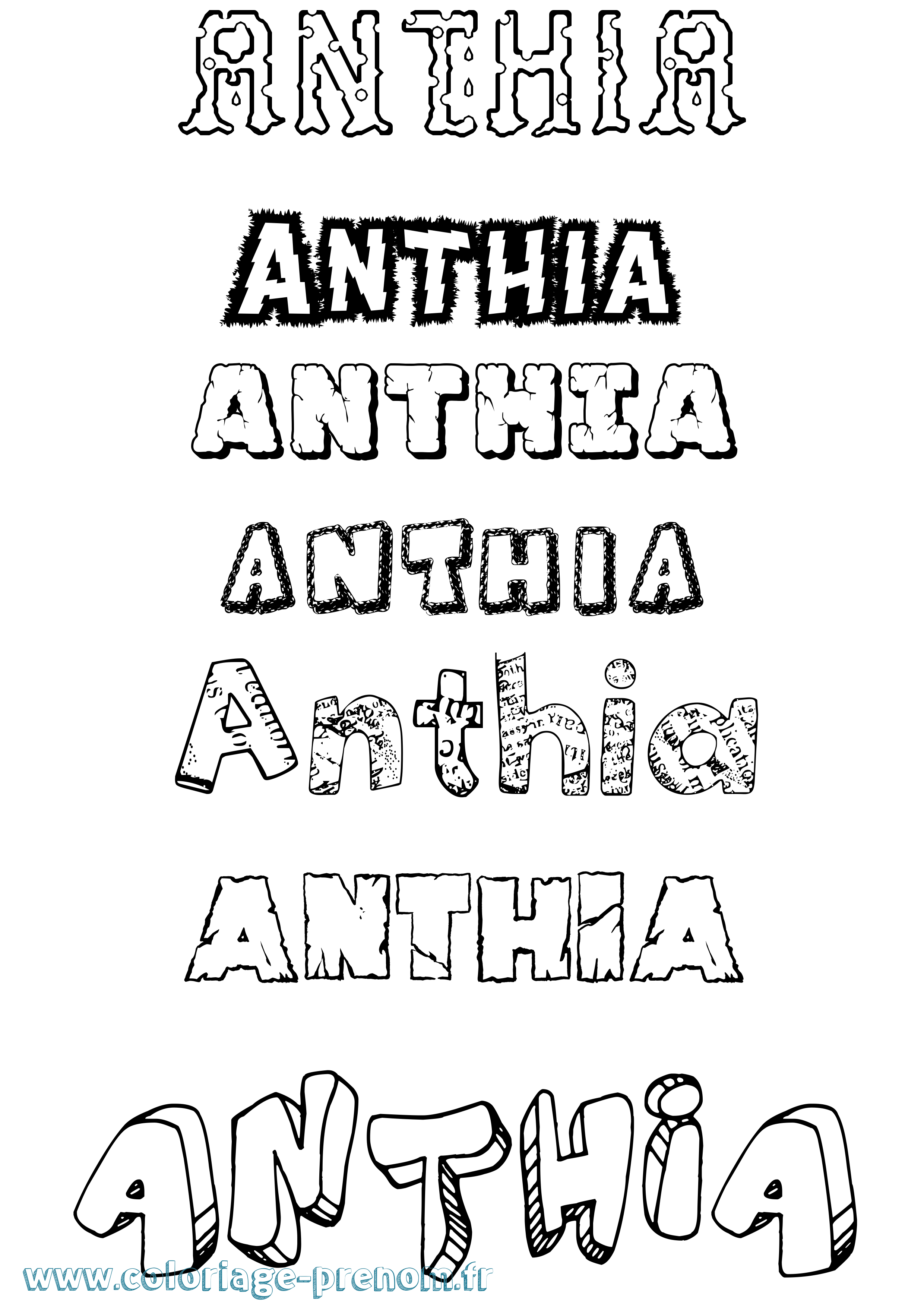 Coloriage prénom Anthia Destructuré