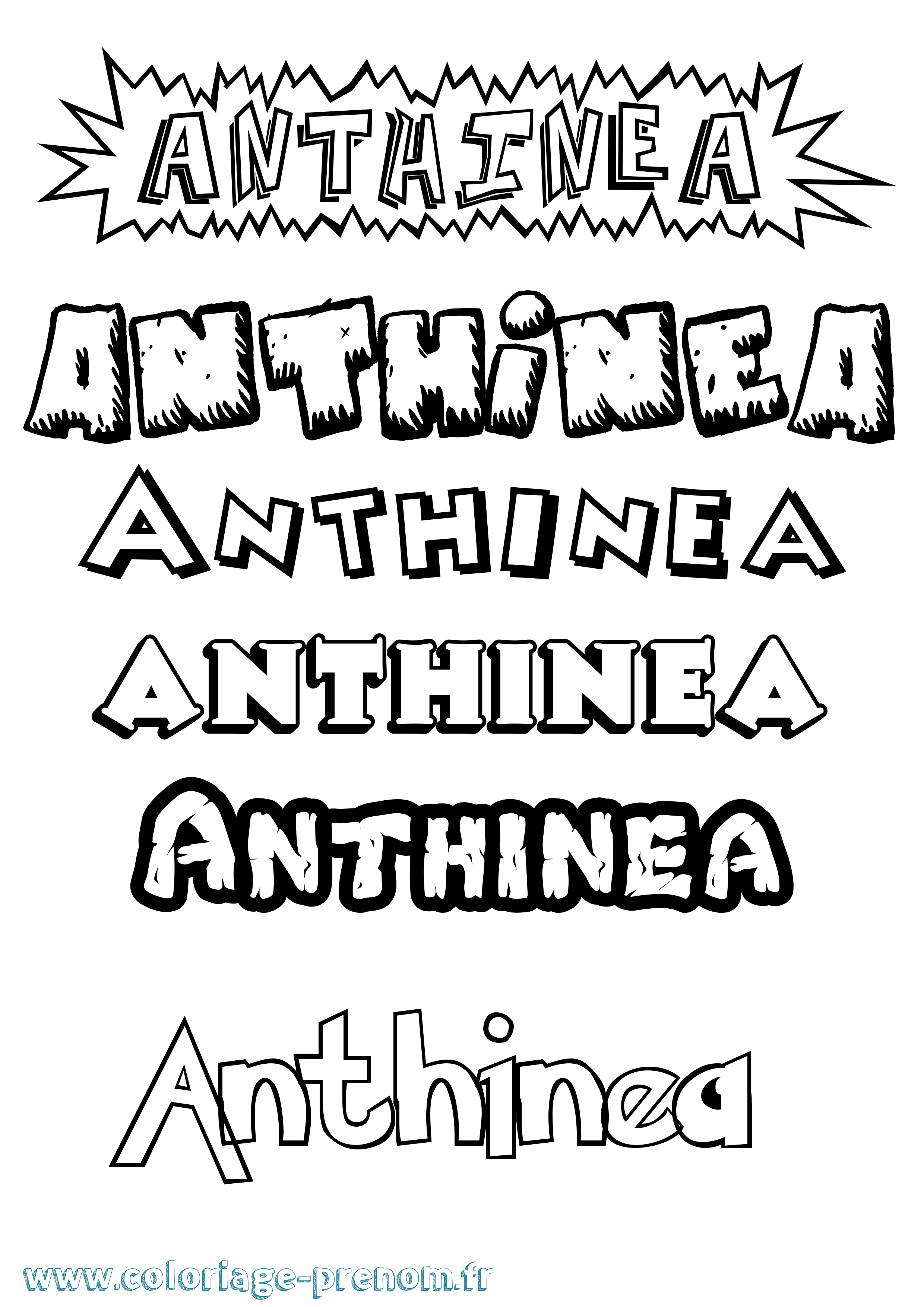 Coloriage prénom Anthinea Dessin Animé