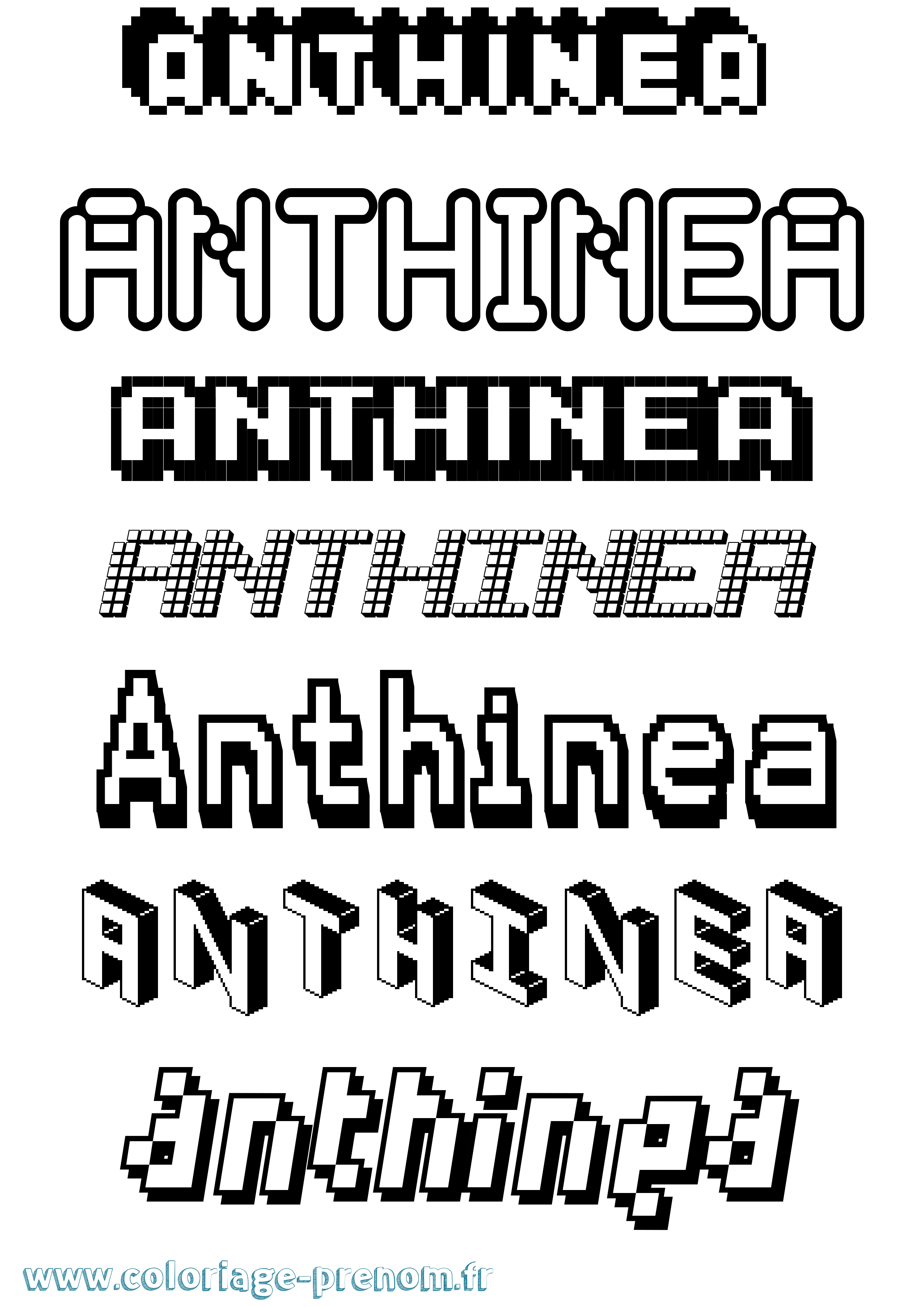 Coloriage prénom Anthinea Pixel
