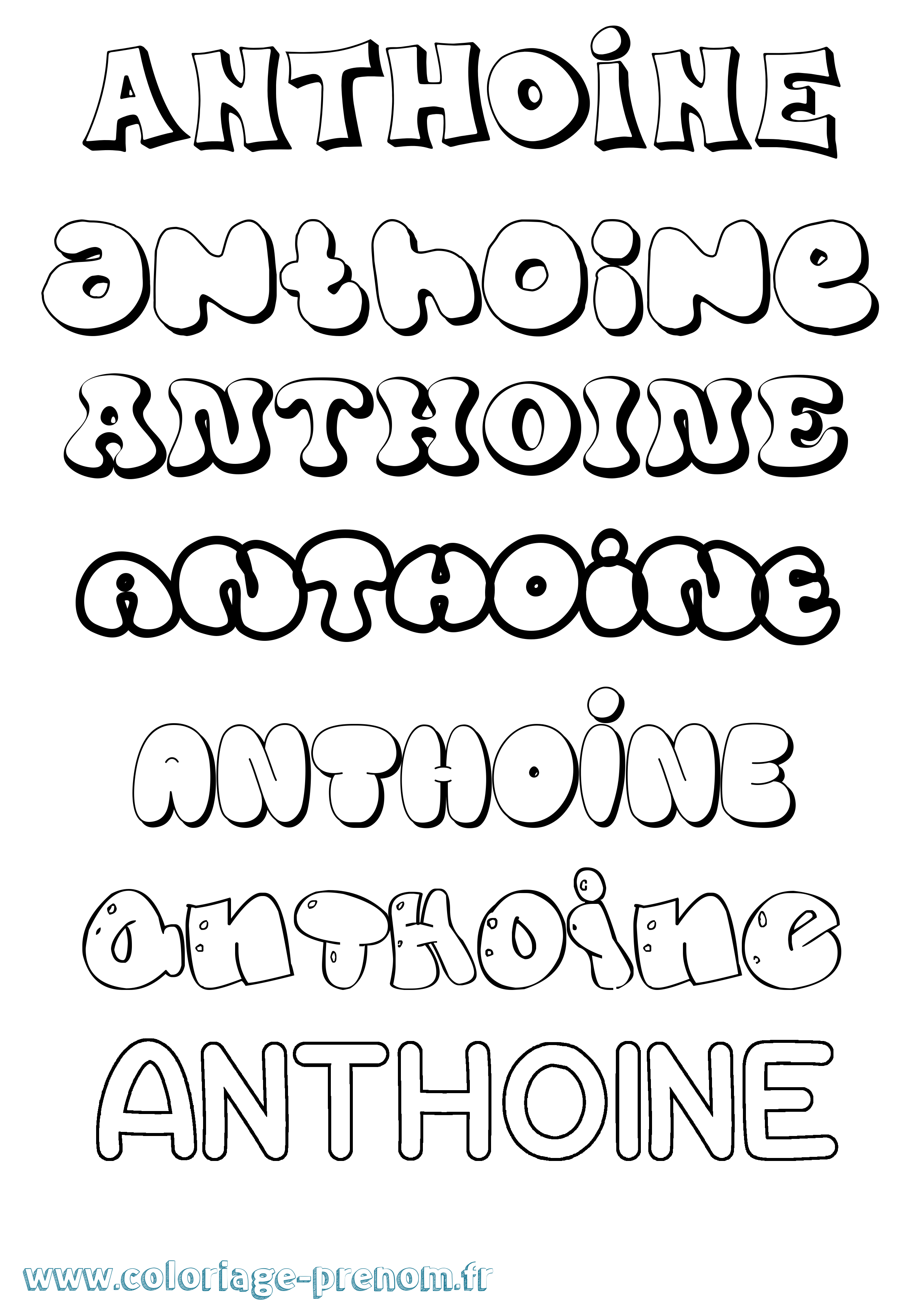 Coloriage prénom Anthoine Bubble