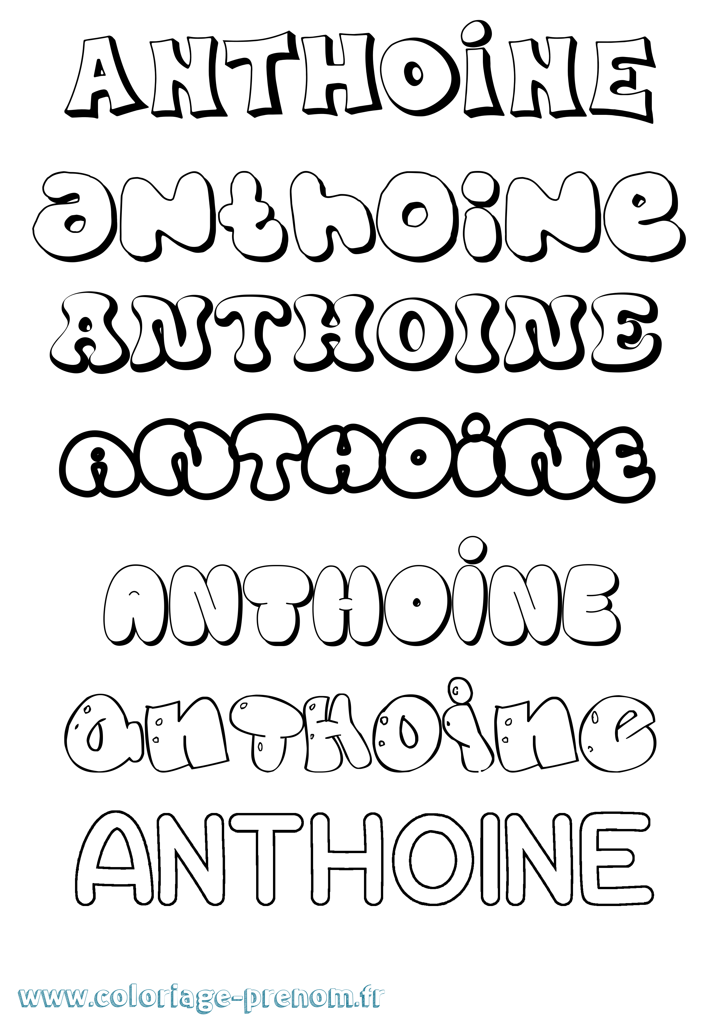 Coloriage Anthoine Bubble Coloriage prénom Anthoine Bubble