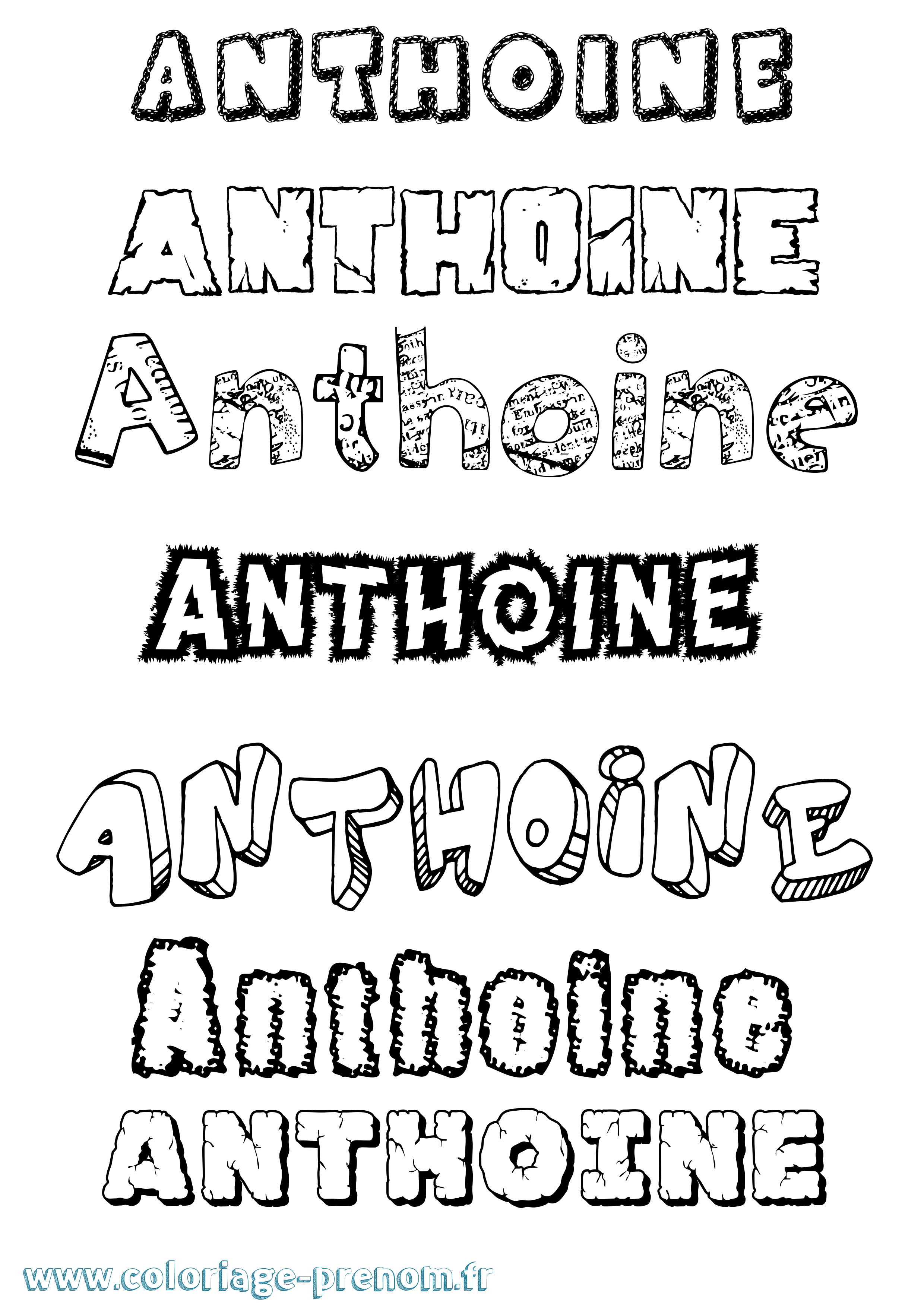 Coloriage Anthoine Destructuré Coloriage prénom Anthoine Destructuré