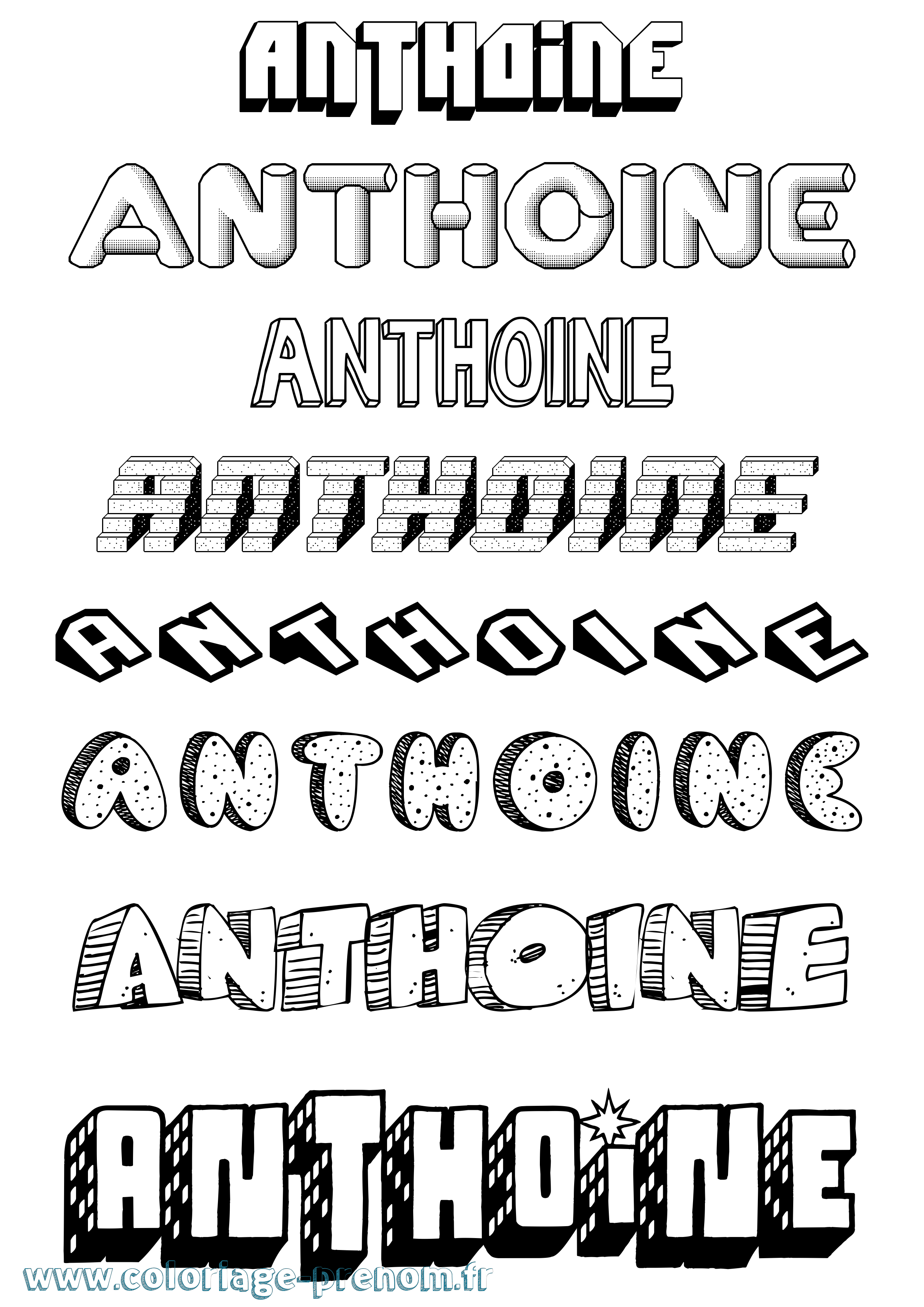 Coloriage Anthoine Effet 3D Coloriage prénom Anthoine Effet 3D