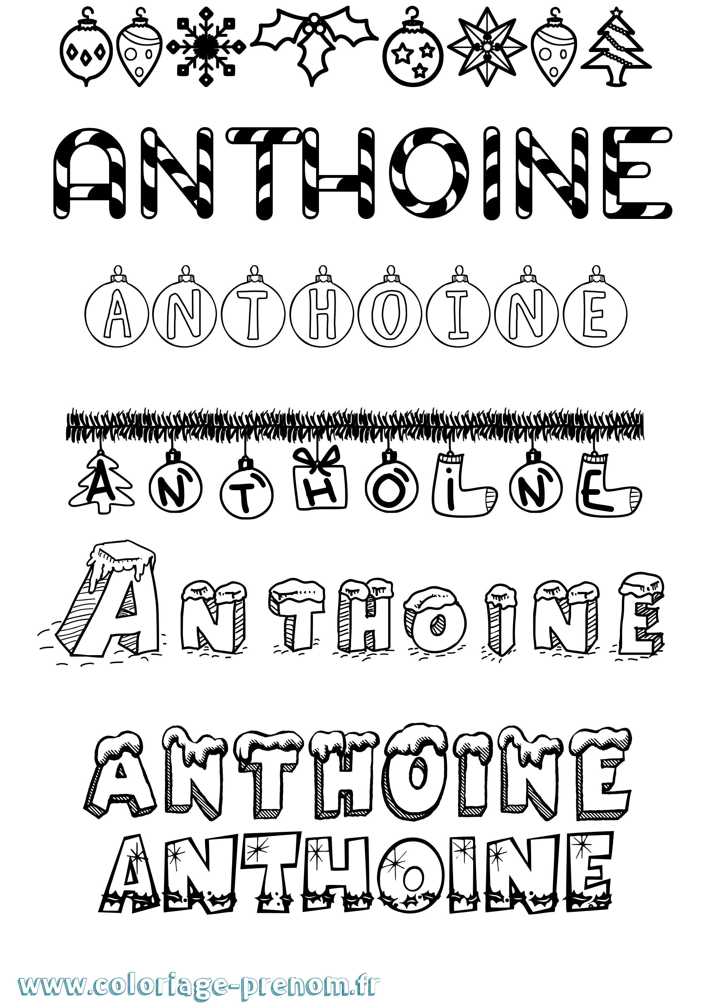 Coloriage Anthoine Noël Coloriage prénom Anthoine Noël
