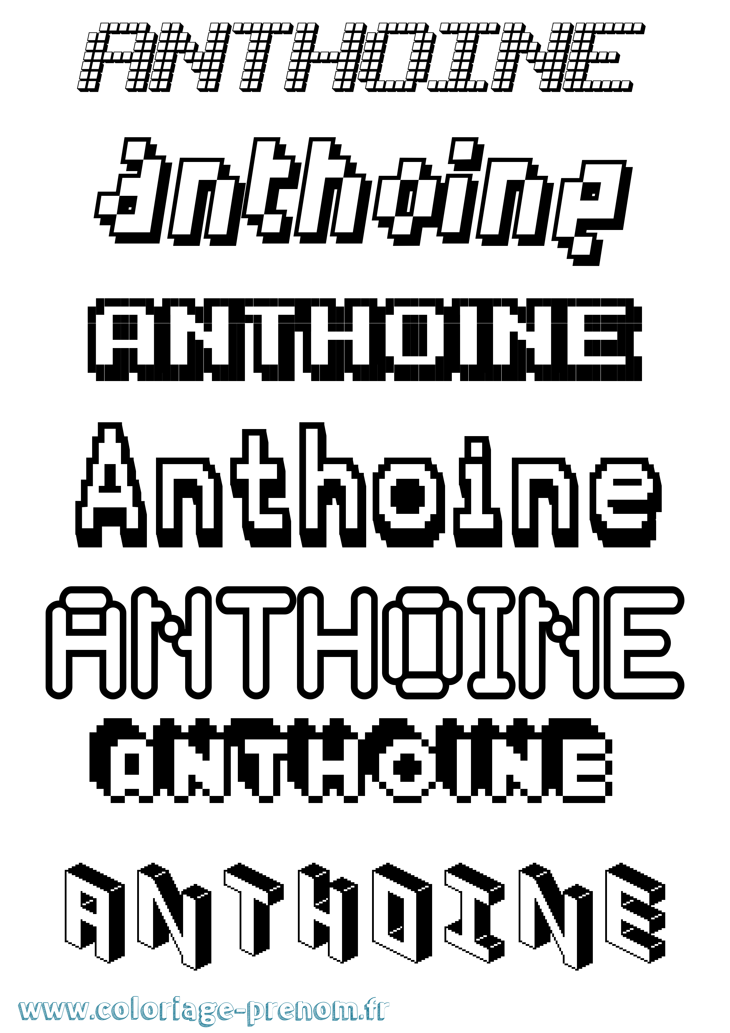 Coloriage prénom Anthoine Pixel