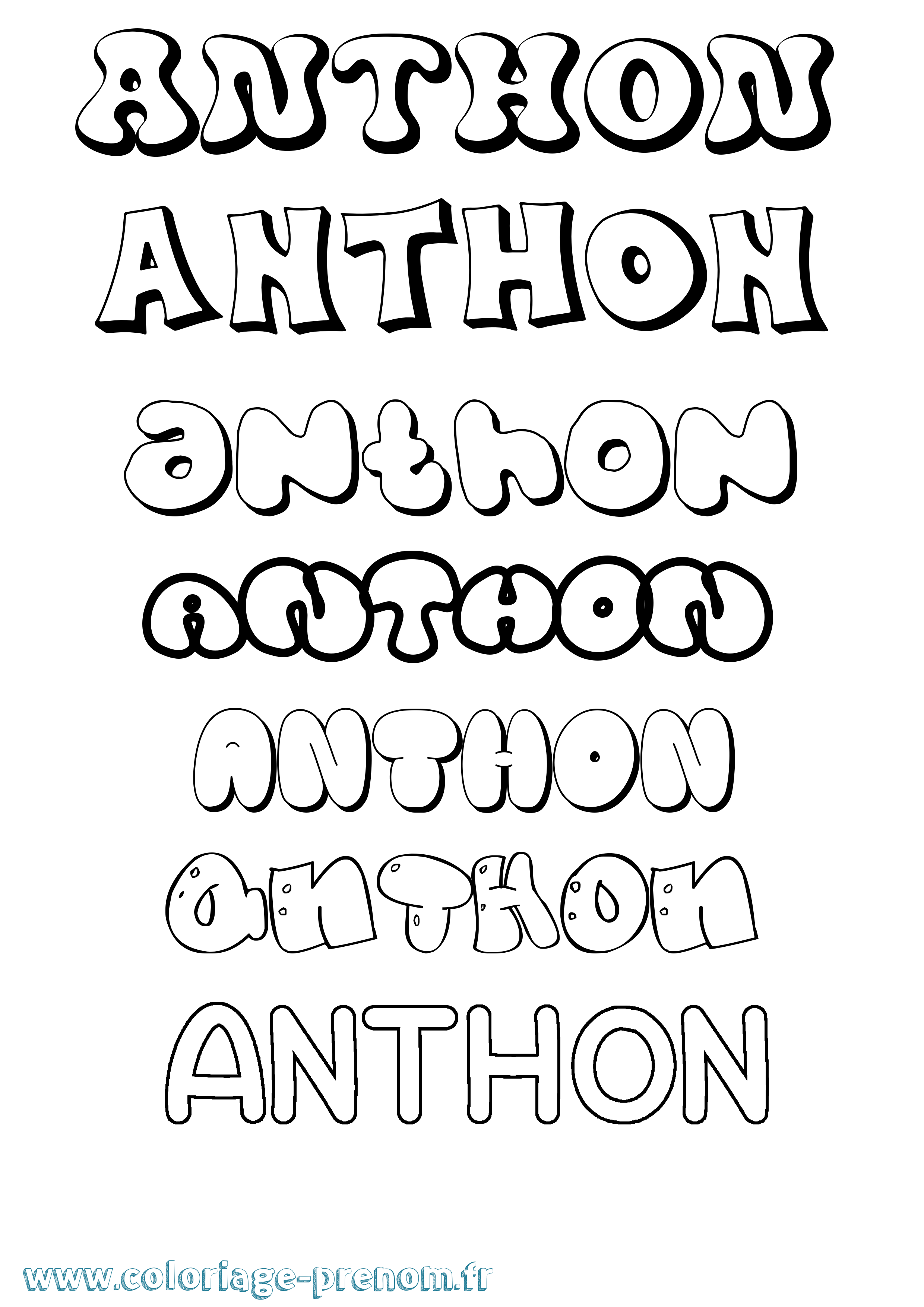 Coloriage Anthon Bubble Coloriage prénom Anthon Bubble