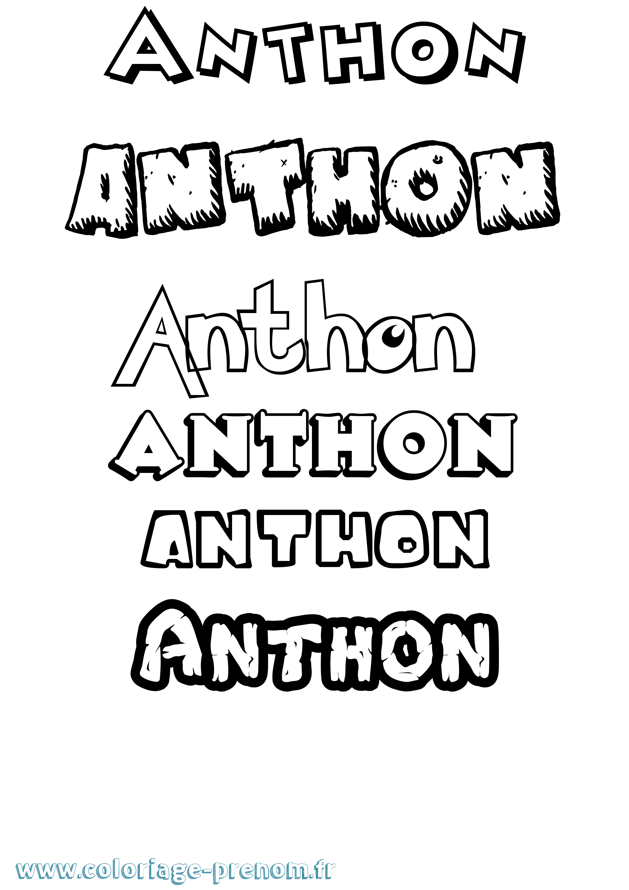 Coloriage Anthon Dessin Animé Coloriage prénom Anthon Dessin Animé