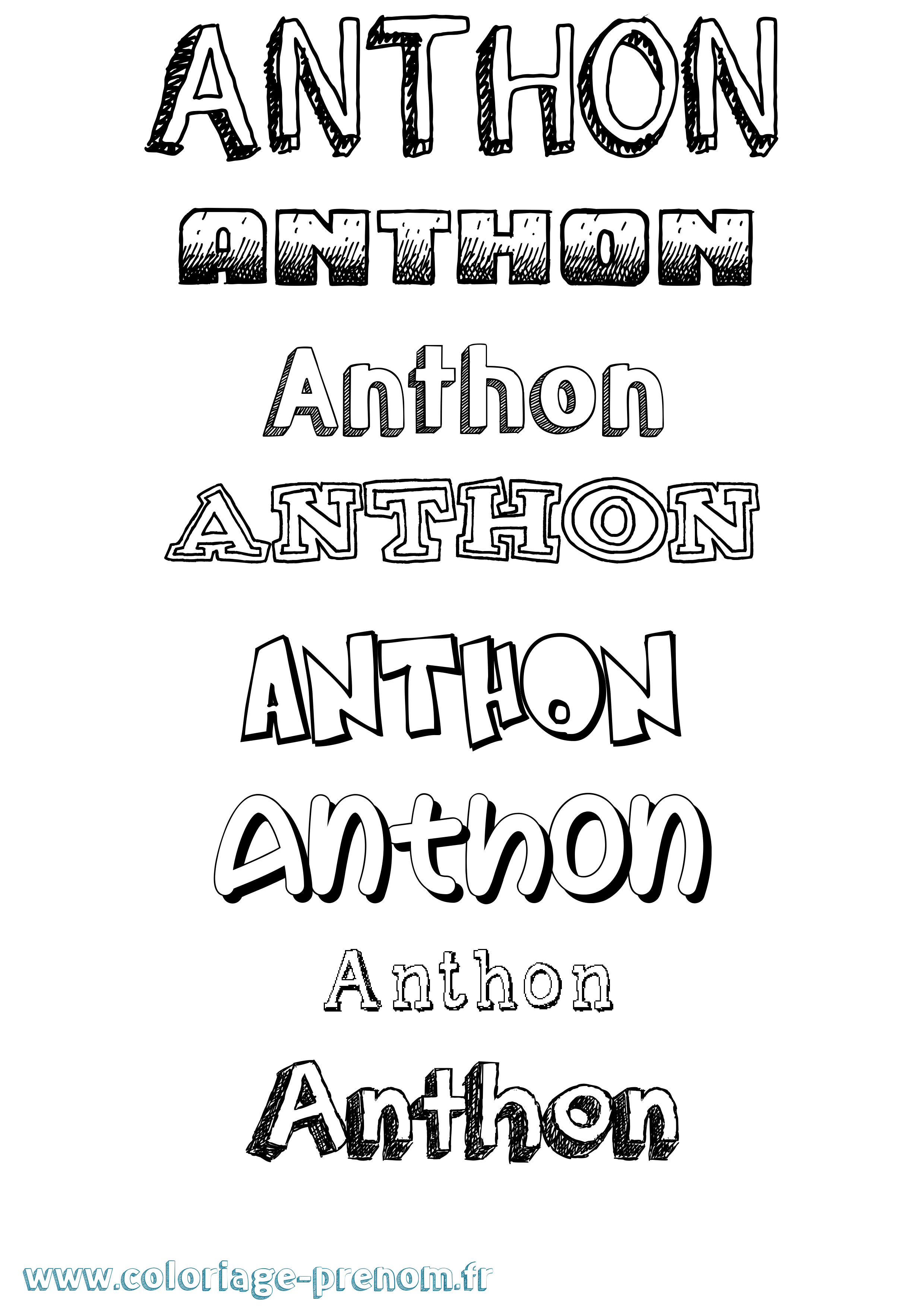 Coloriage Anthon Dessiné Coloriage prénom Anthon Dessiné