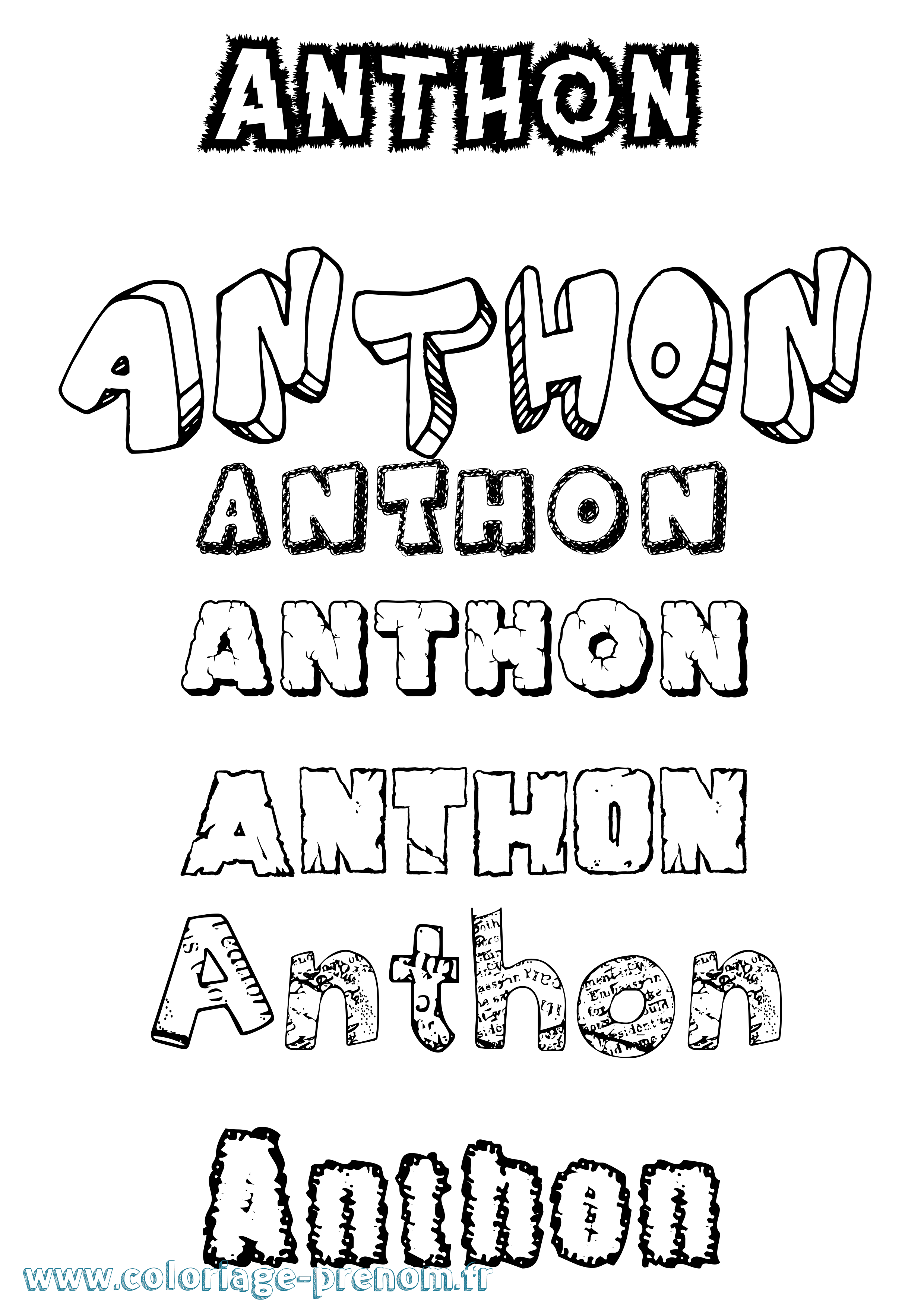 Coloriage prénom Anthon Destructuré